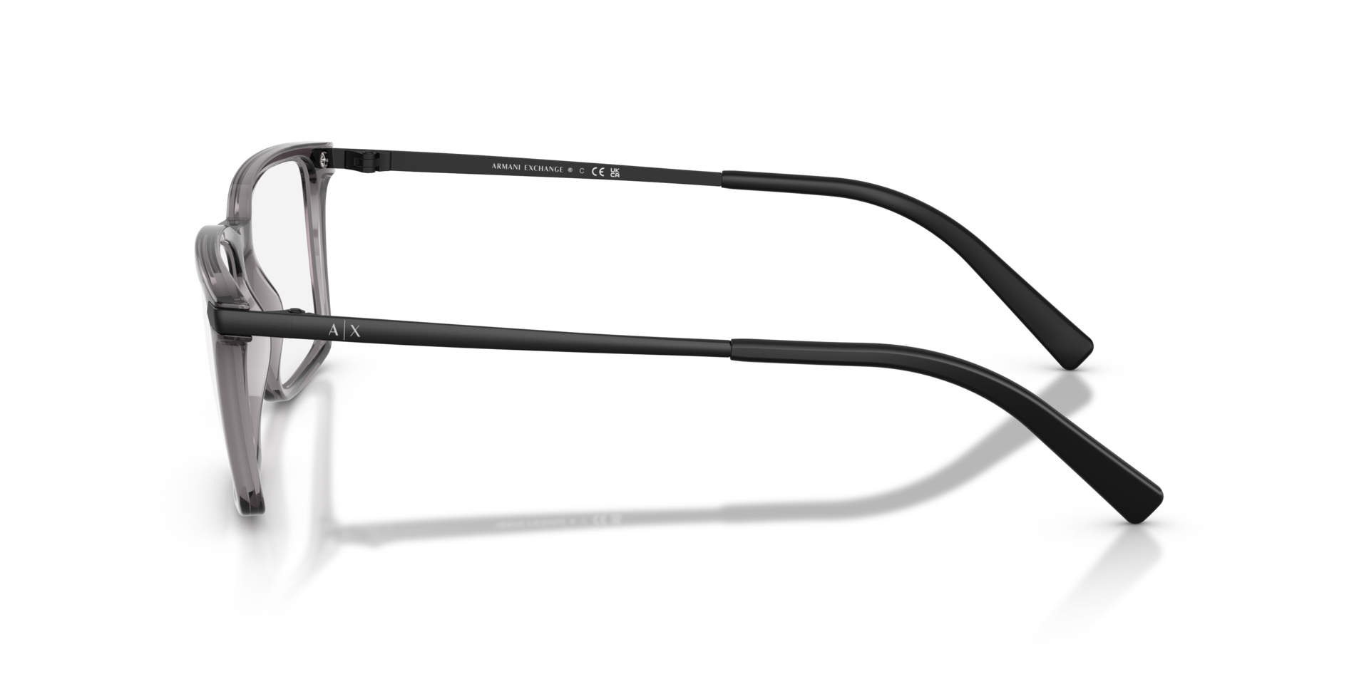 AX3077 Shiny Transparent Grey PlasticEyeglass Frames for Glasses Direct, Side View