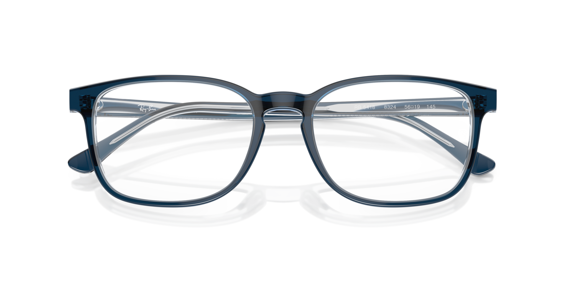 RB5418 Blue On Transparent Blue AcetateSunglass Frames for Glasses Direct, Closed View