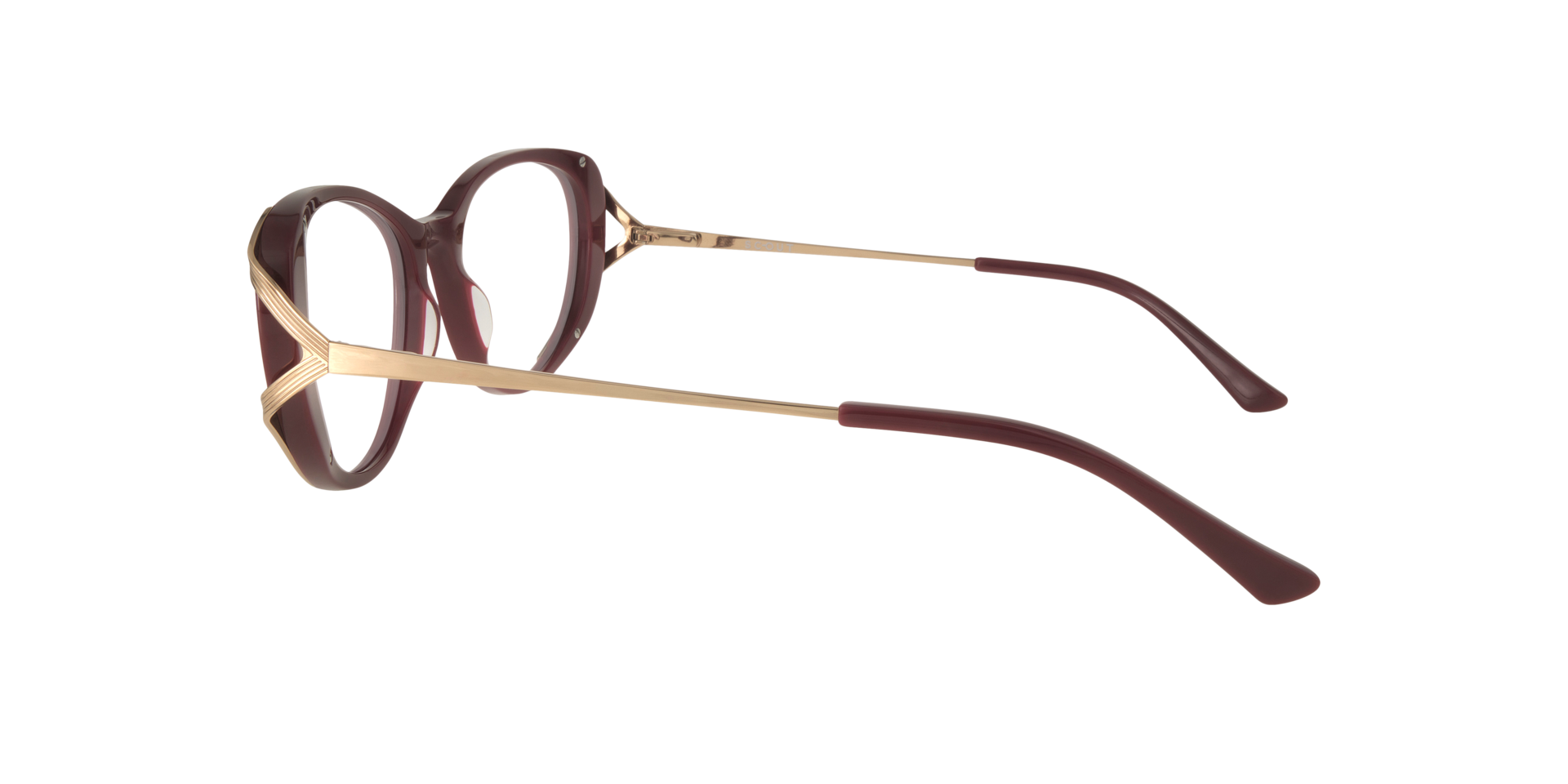 Lillian Burgundy & Gold AcetateEyeglass Frames for Glasses Direct, Side View