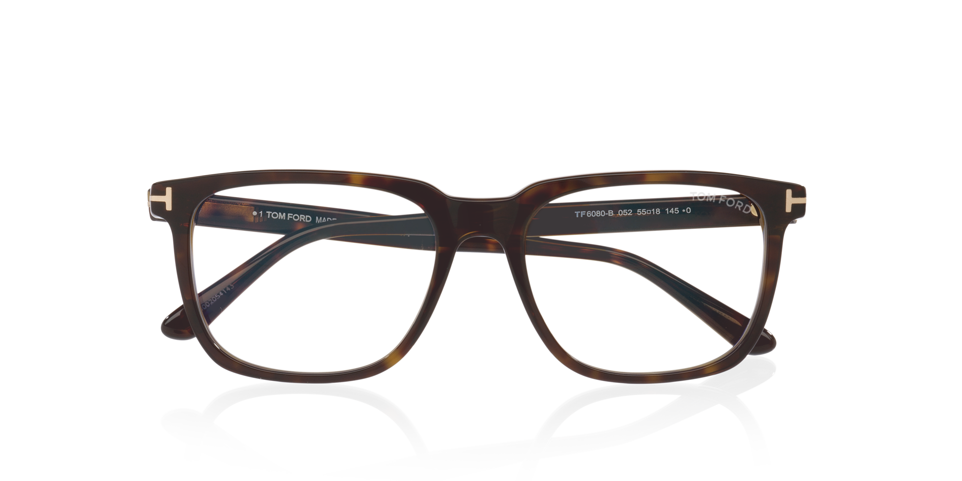 FT6080-B Tortoise Black AcetateEyeglass Frames for Glasses Direct, Closed View