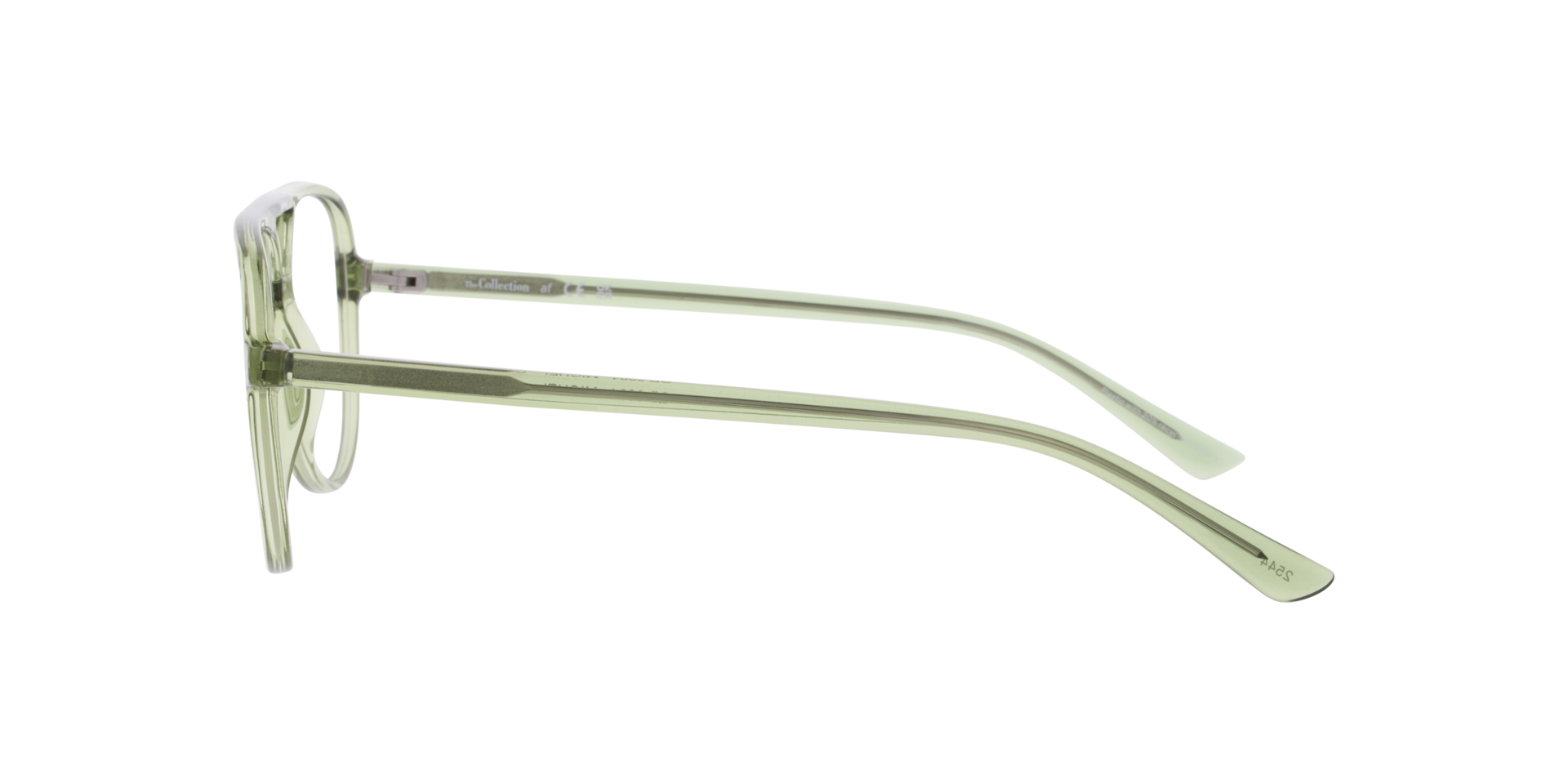 Miguel Transparent Green PlasticEyeglass Frames for Glasses Direct, Side View