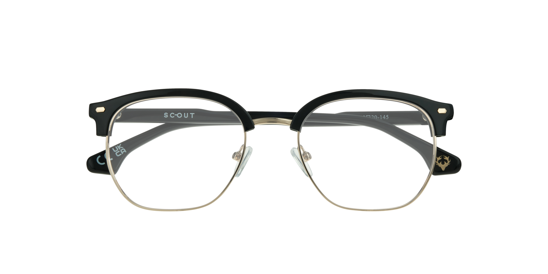 Keegan Black & Shiny Gold MetalEyeglass Frames for Glasses Direct, Closed View