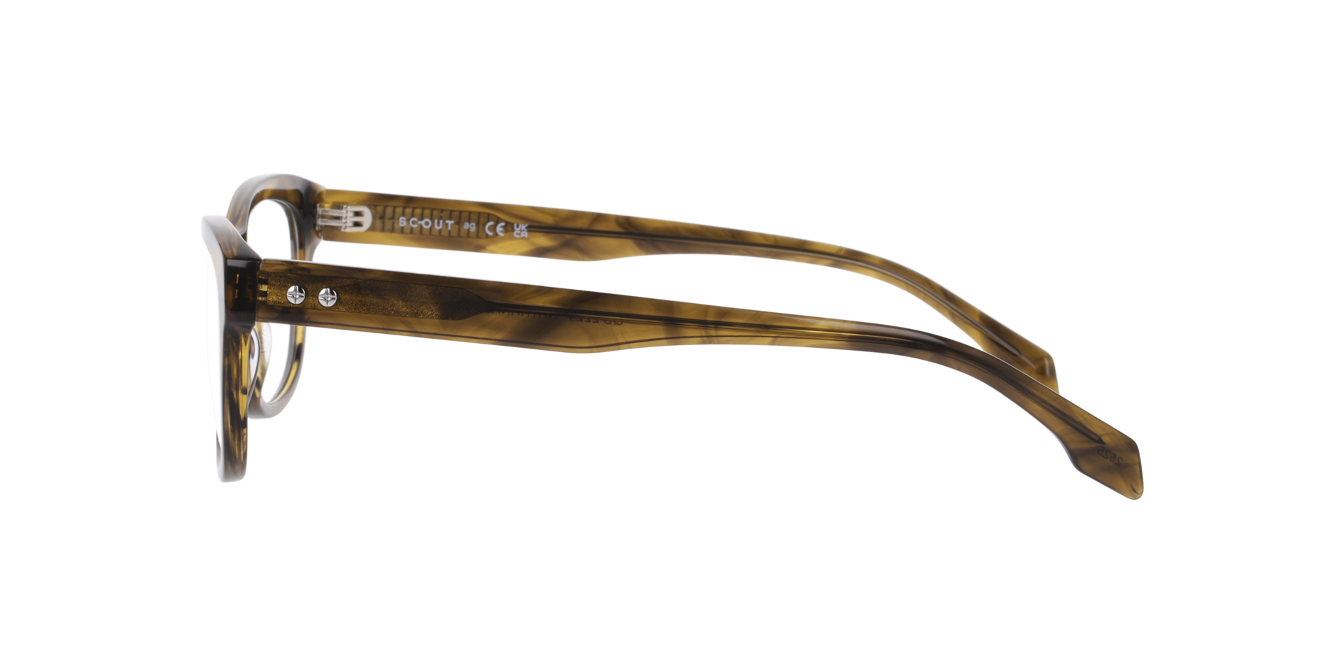 Nathanael Horn Khaki AcetateEyeglass Frames for Glasses Direct, Side View