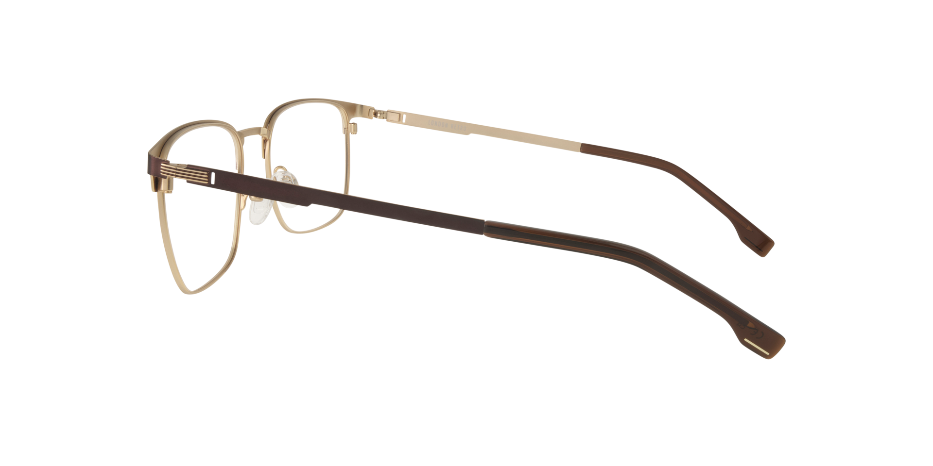Lock Brown & Gold MetalEyeglass Frames for Glasses Direct, Side View