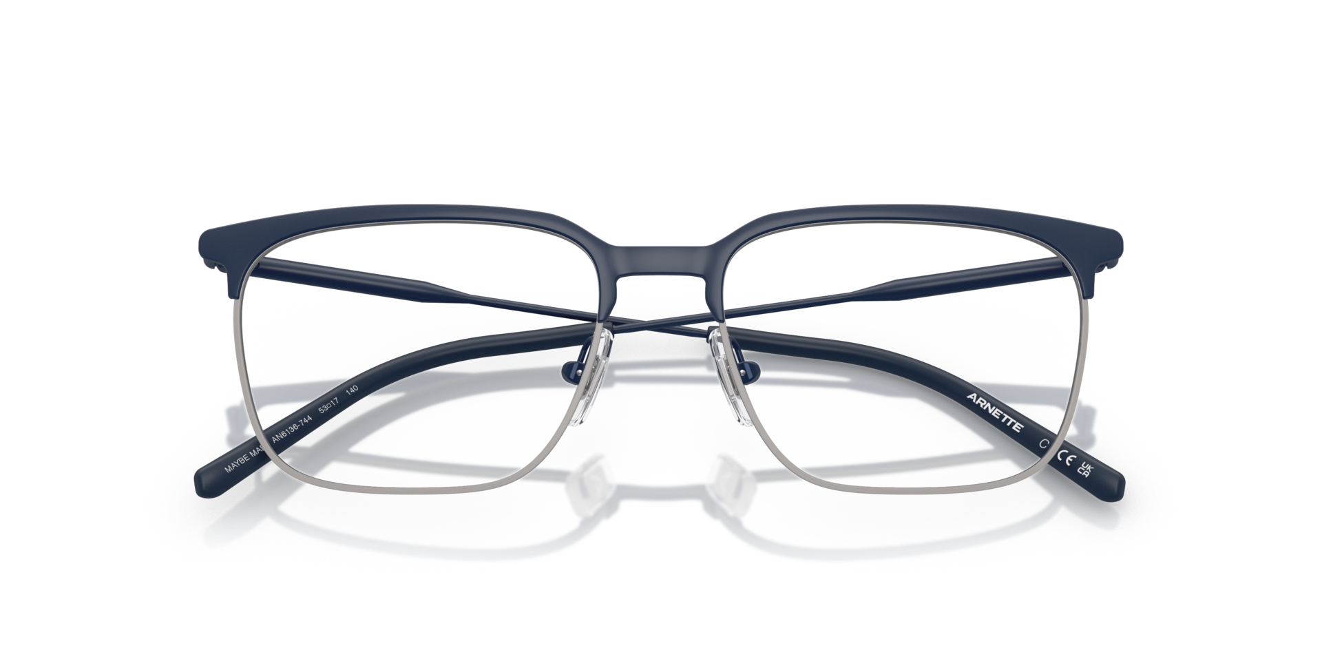 AN6136 Matte Dark Blue & Gunmetal MetalEyeglass Frames for Glasses Direct, Closed View
