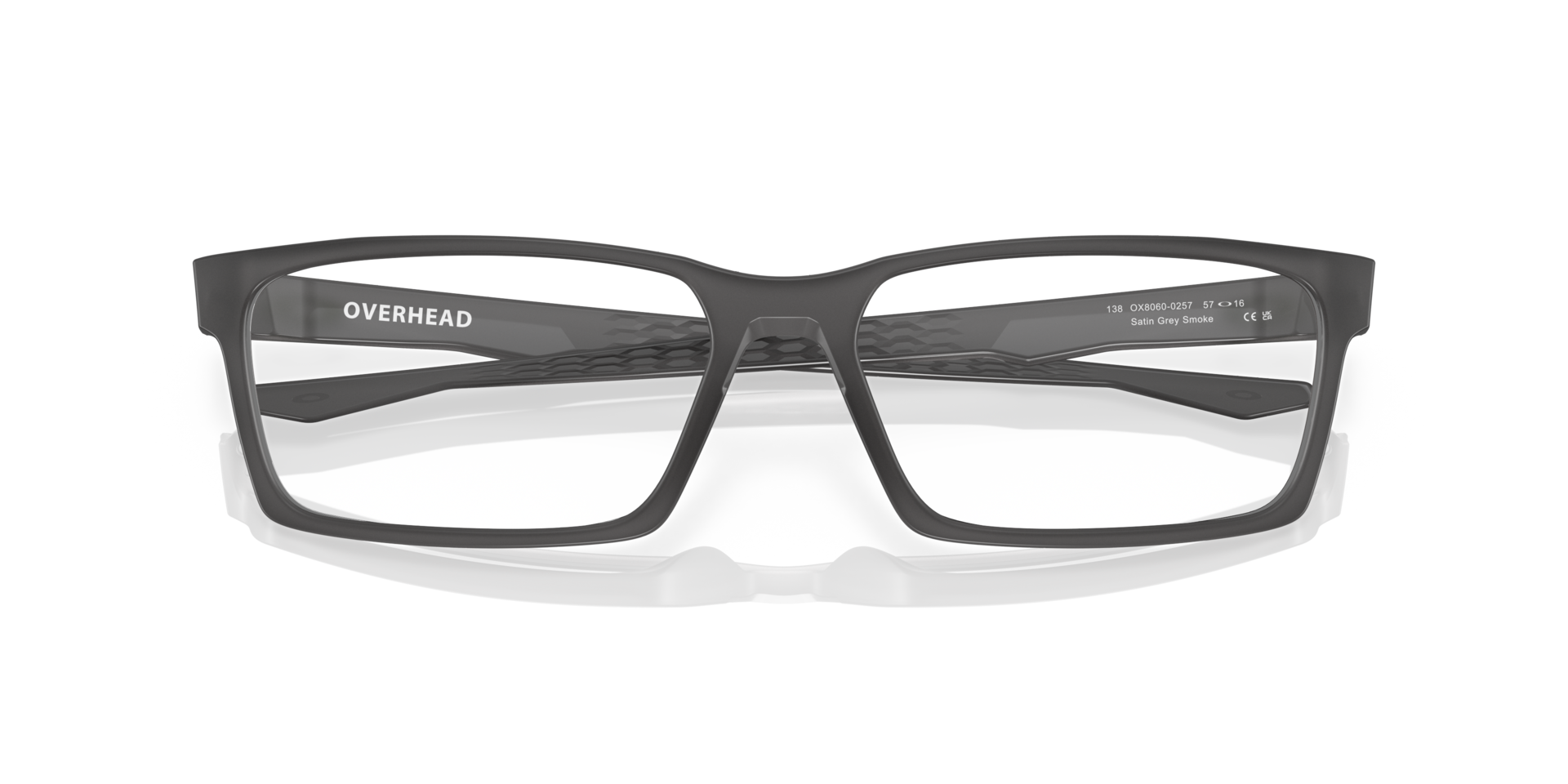 Overhead Satin Grey Smoke PlasticEyeglass Frames for Glasses Direct, Closed View