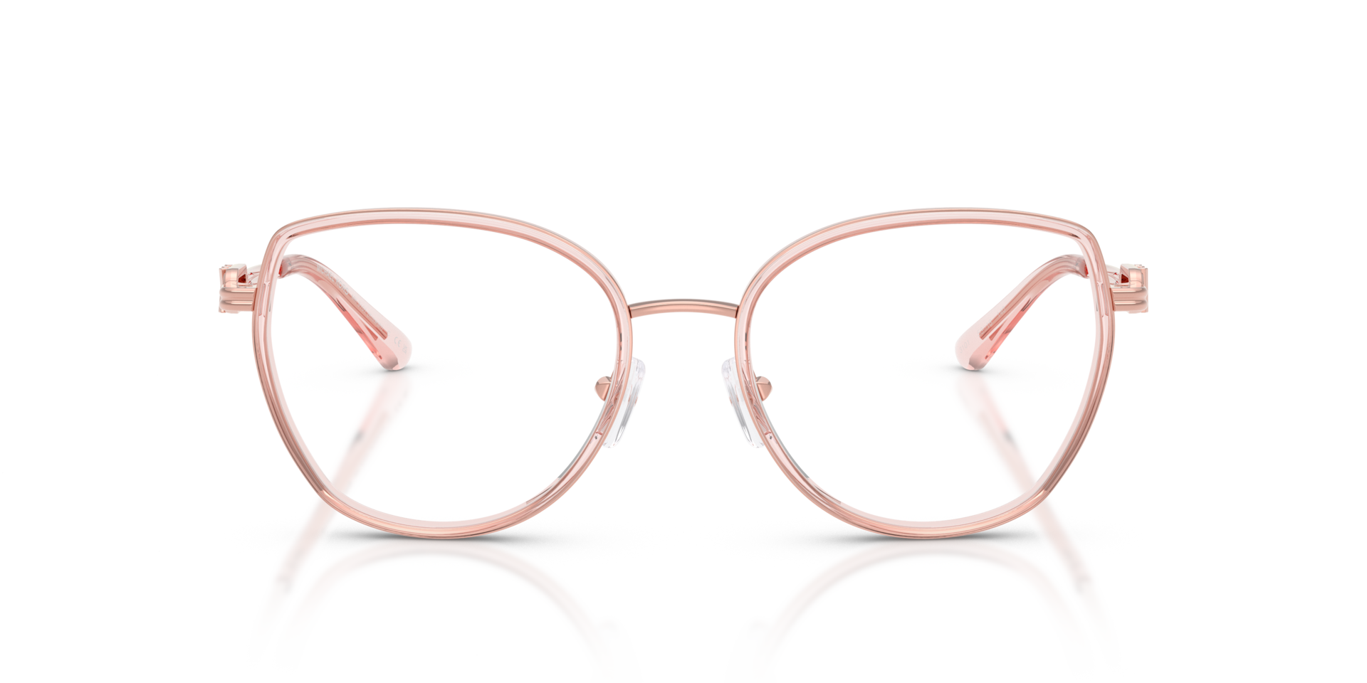 MK3101 Pink Transparent MetalEyeglass Frames for Glasses Direct, Front View
