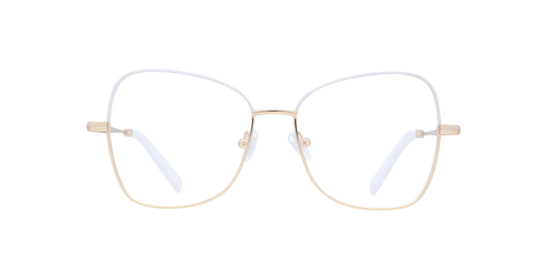 Geri Matte Gold & White MetalEyeglass Frames for Glasses Direct, Front View