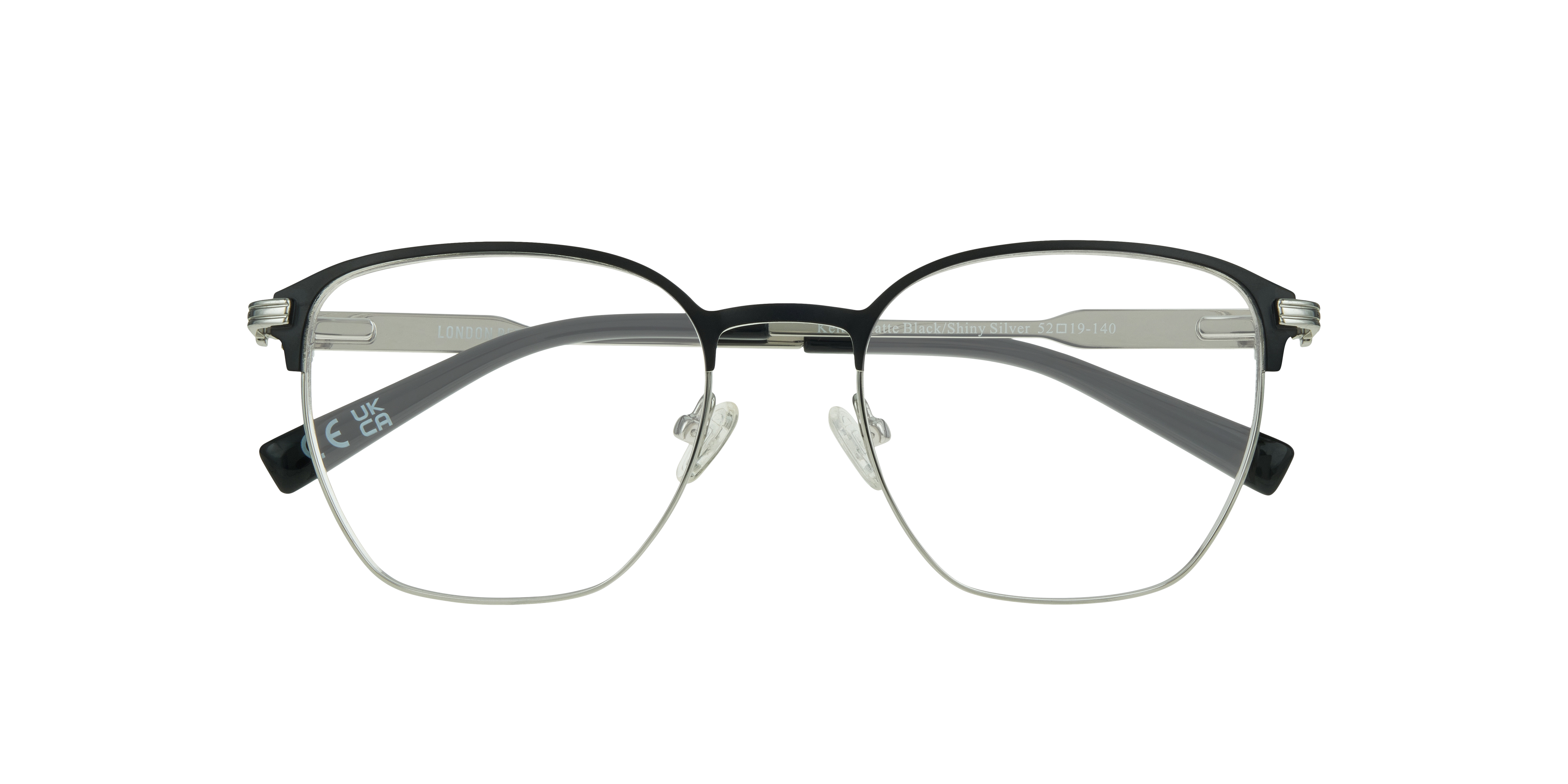Keith Matte Black & Shiny Silver MetalEyeglass Frames for Glasses Direct, Closed View