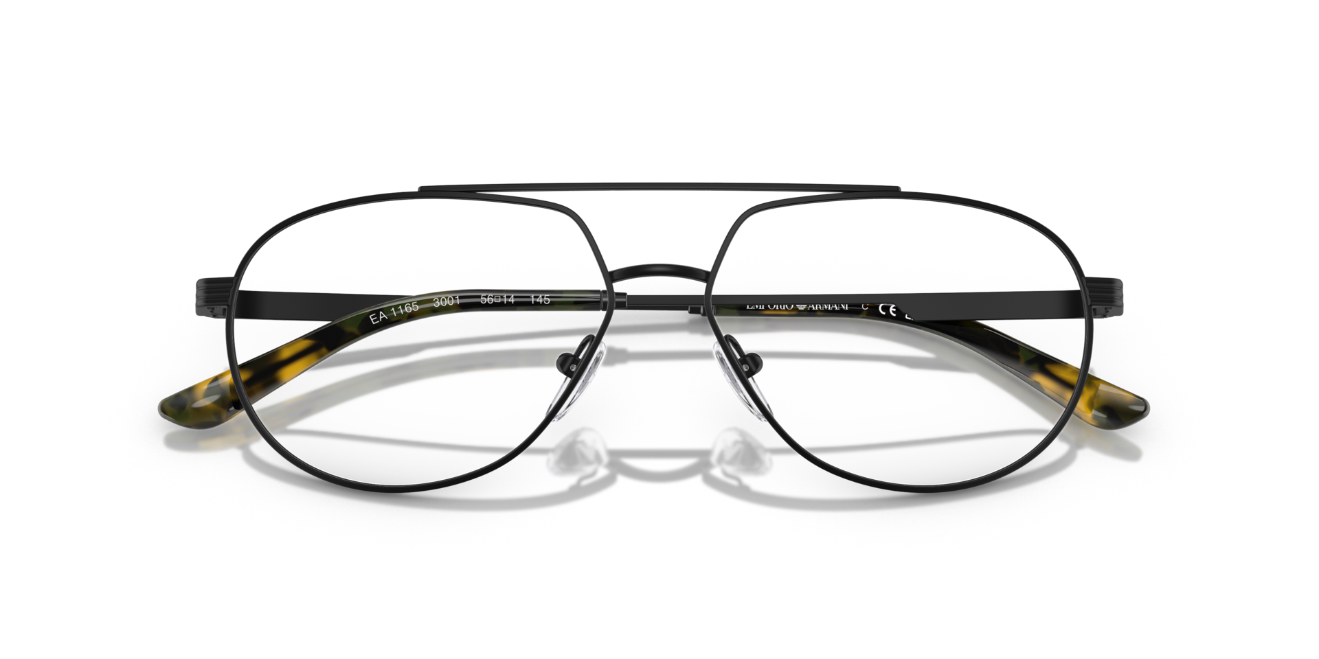 EA1165 Matte Black MetalEyeglass Frames for Glasses Direct, Closed View