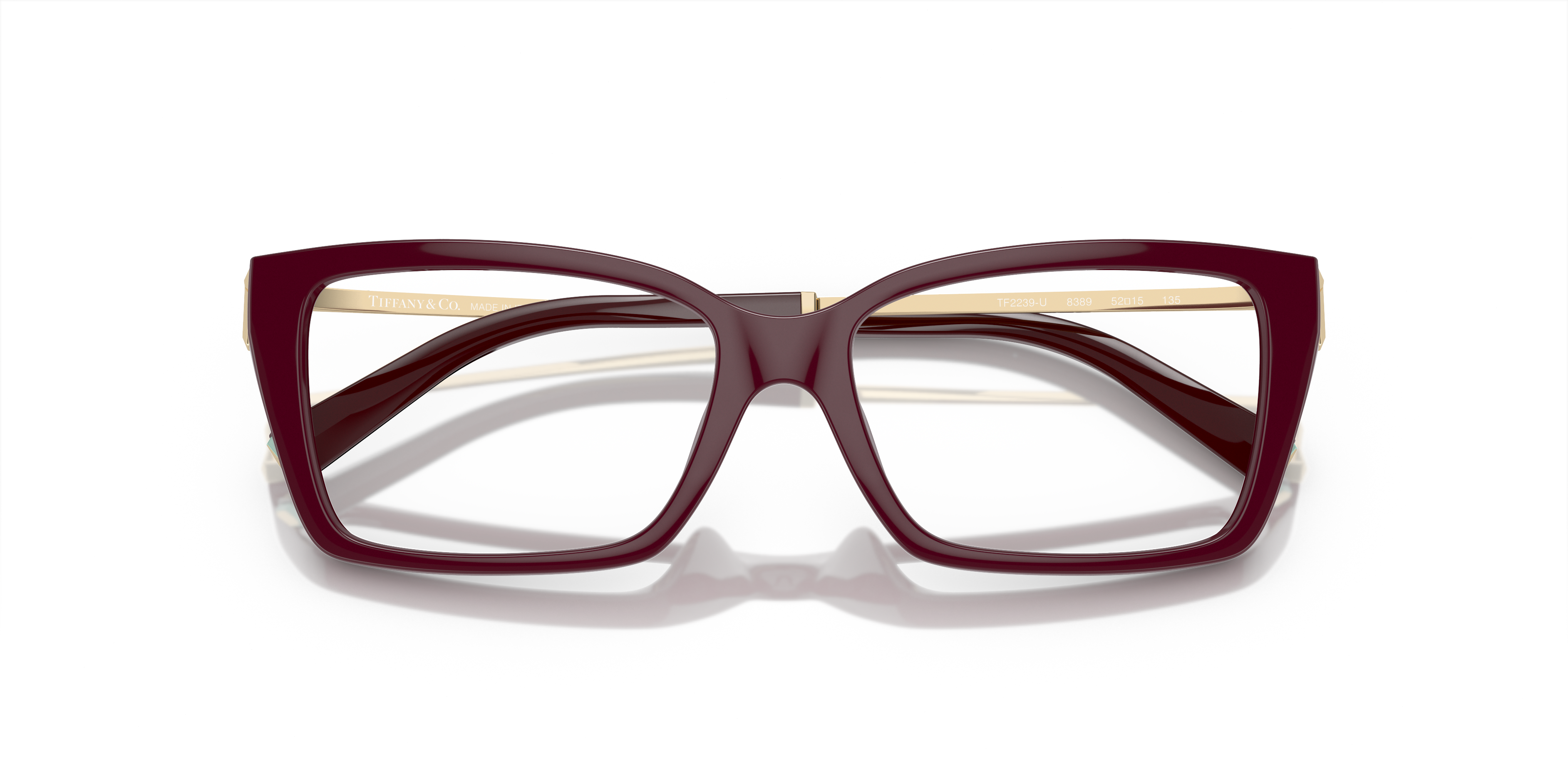TF2239U Burgundy PlasticEyeglass Frames for Glasses Direct, Closed View