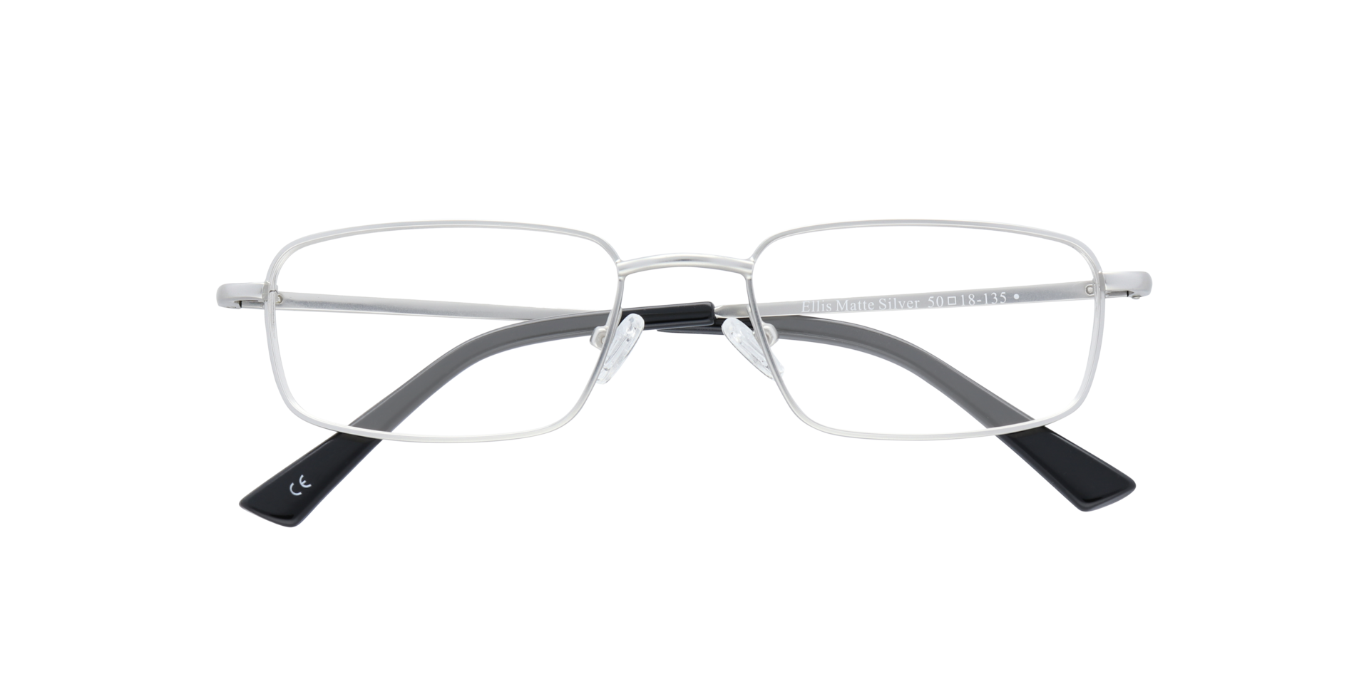 Ellis Matte Silver MetalEyeglass Frames for Glasses Direct, Closed View