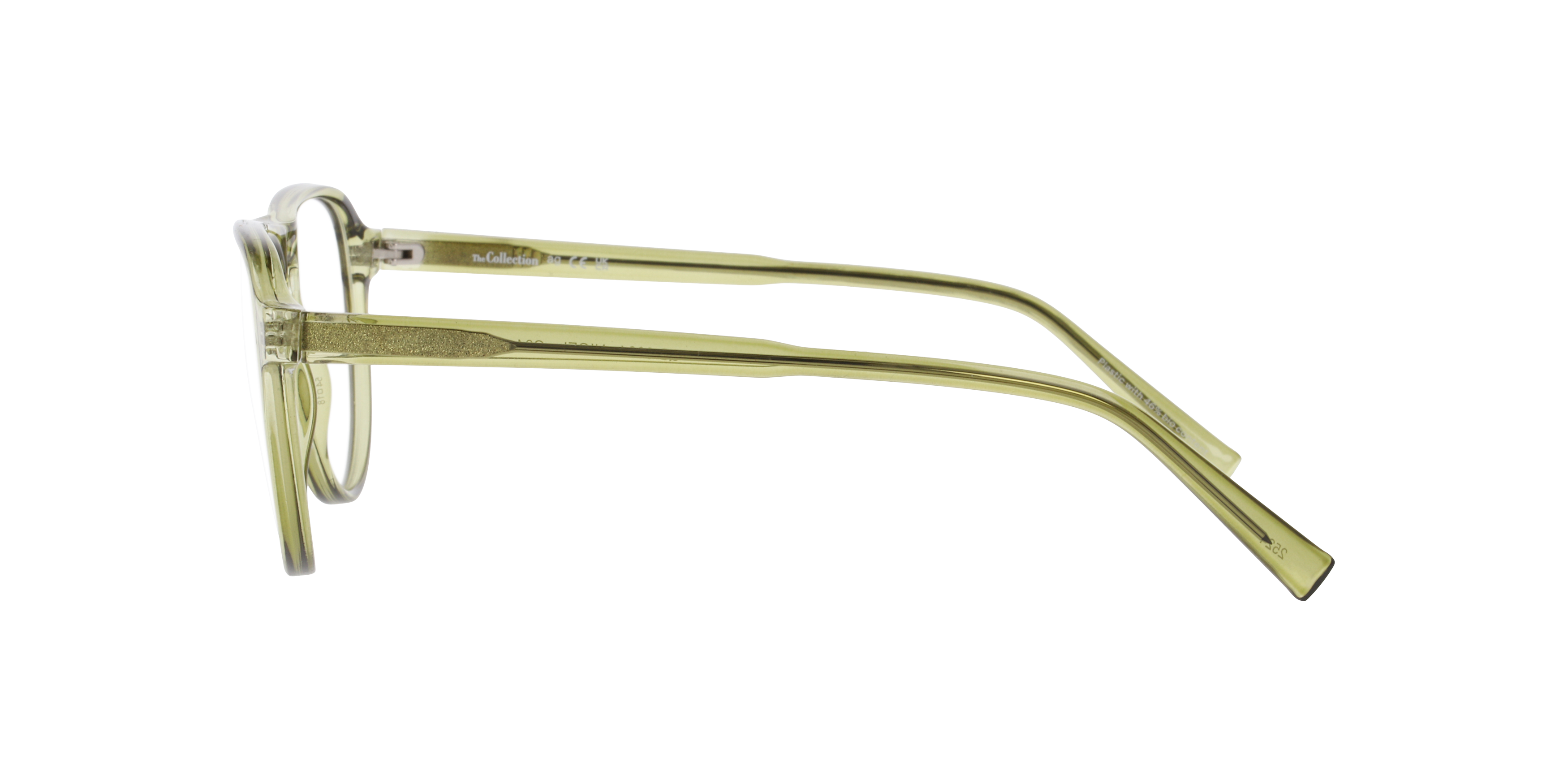 Nigel Transparent Green PlasticEyeglass Frames for Glasses Direct, Side View