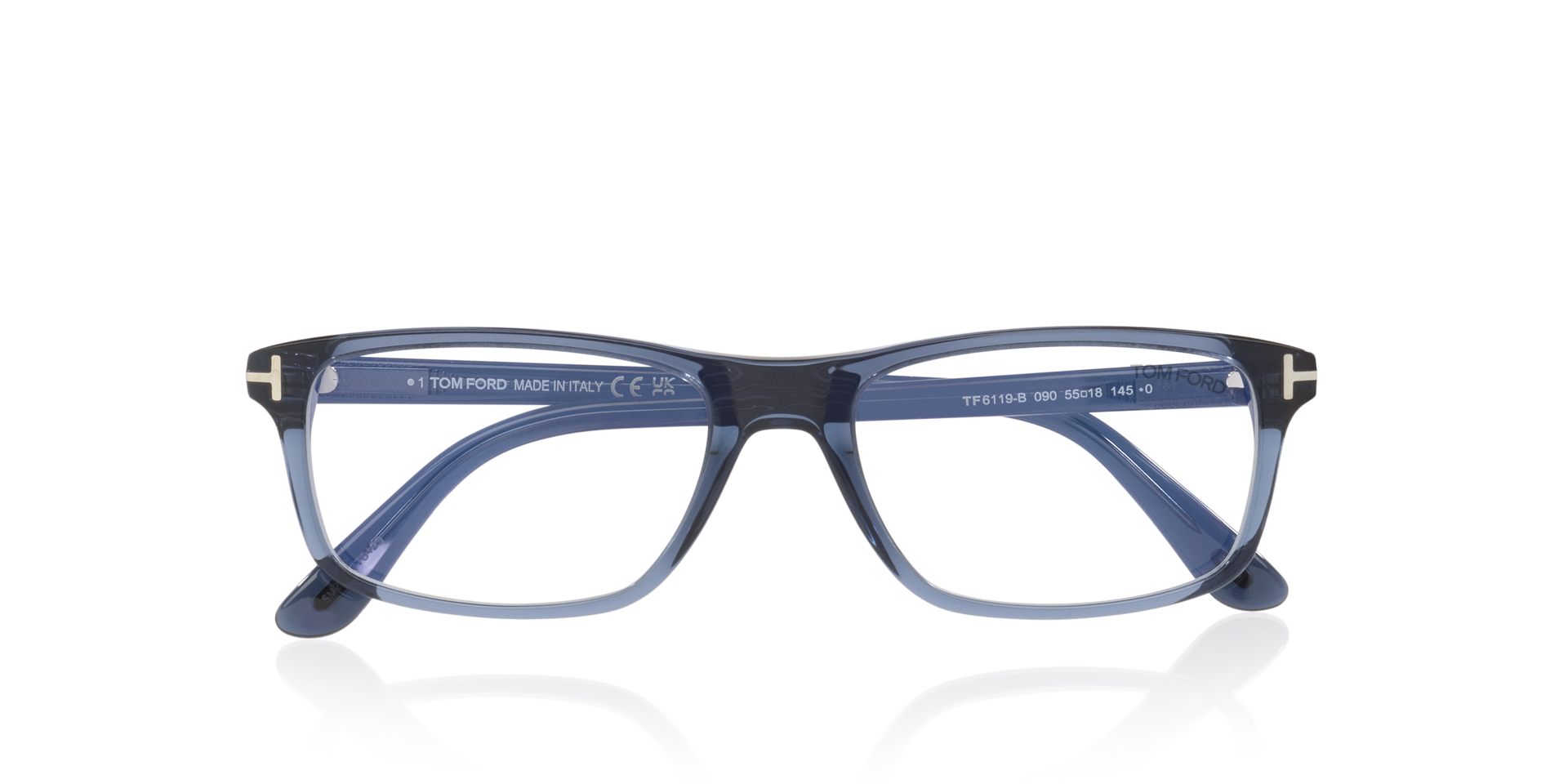 FT6119-B Blue Clear AcetateEyeglass Frames for Glasses Direct, Closed View