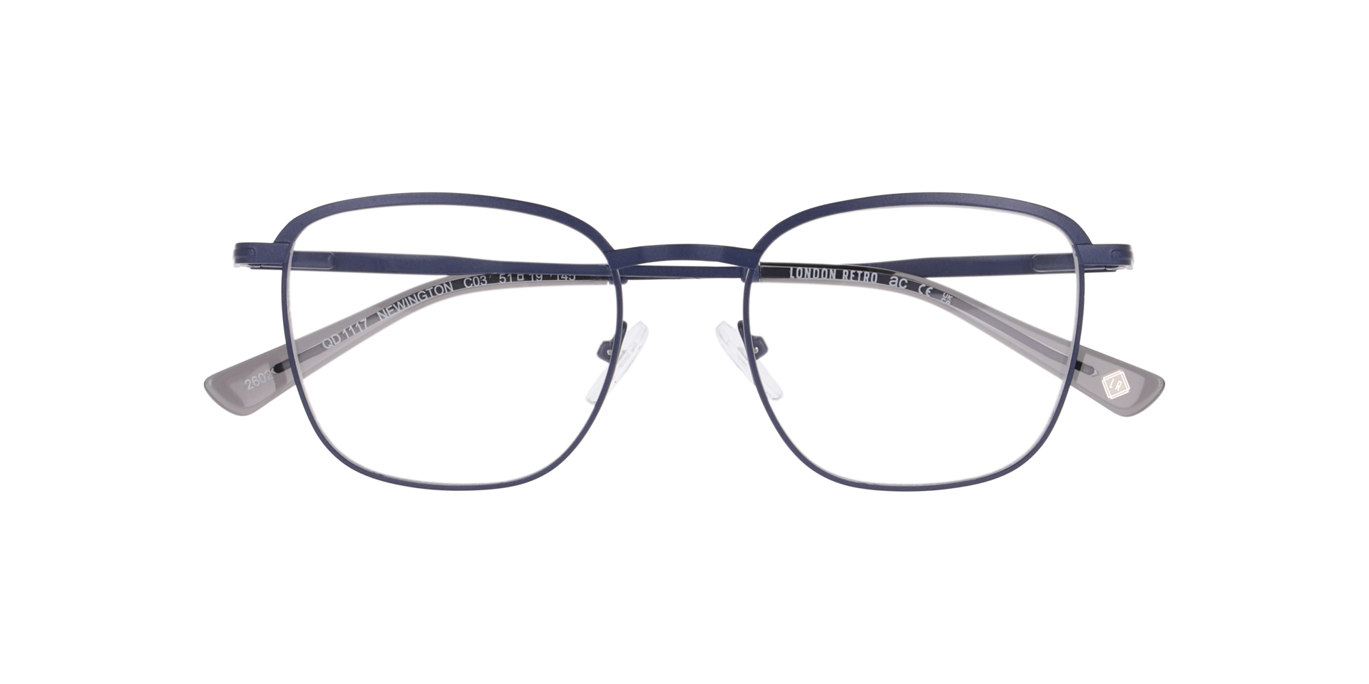 Newington Matte Dark Blue MetalEyeglass Frames for Glasses Direct, Closed View