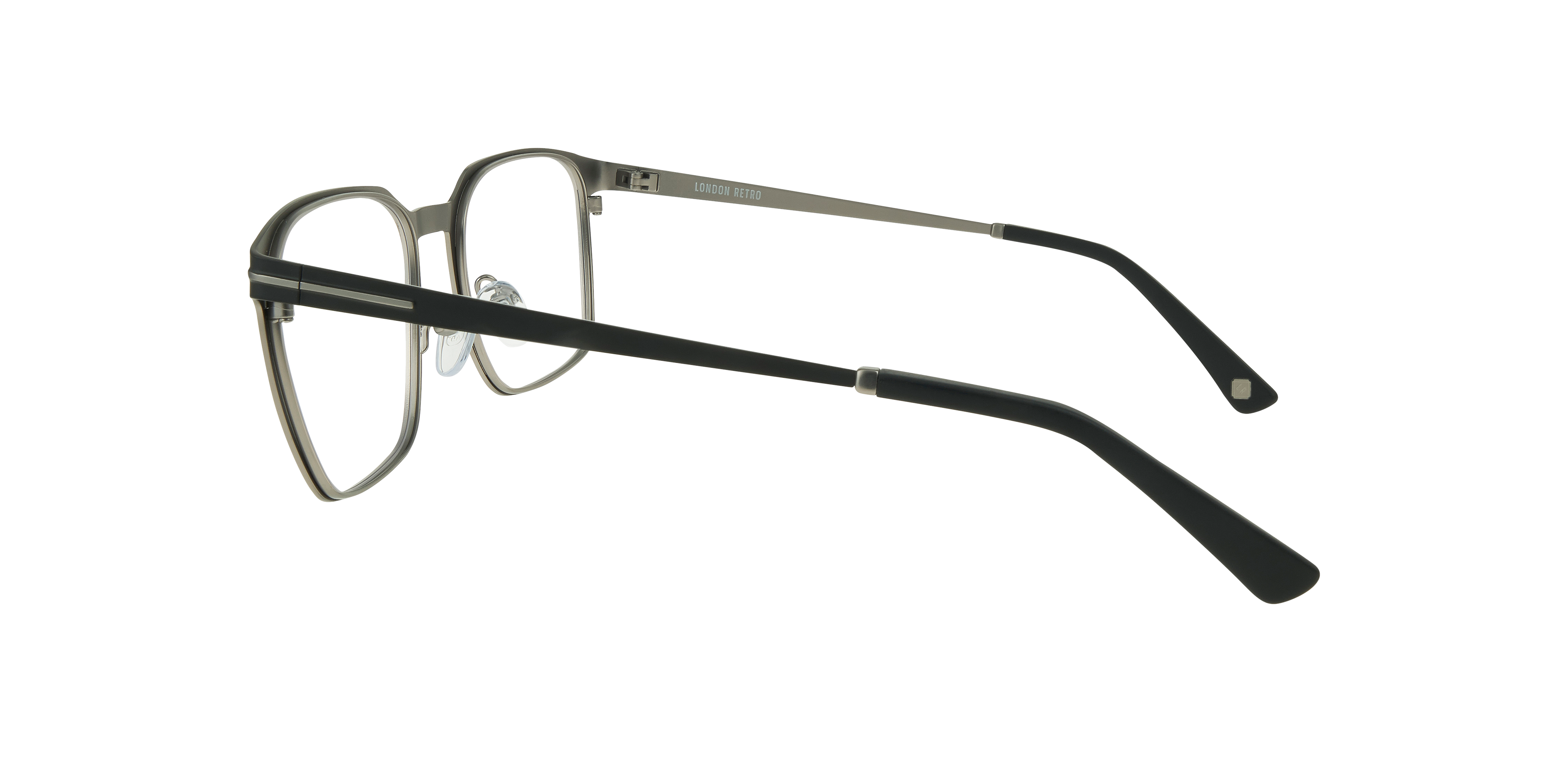 Lambeth Black & Gunmetal MetalSunglass Frames for Glasses Direct, Side View