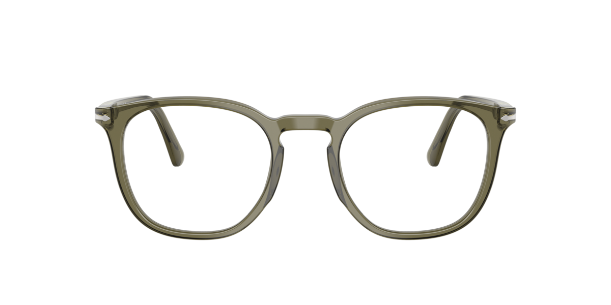 Persol Unisex Olive Transparent Green Phantos Acetate Eyeglasses Online - Full Rim - Po3318v