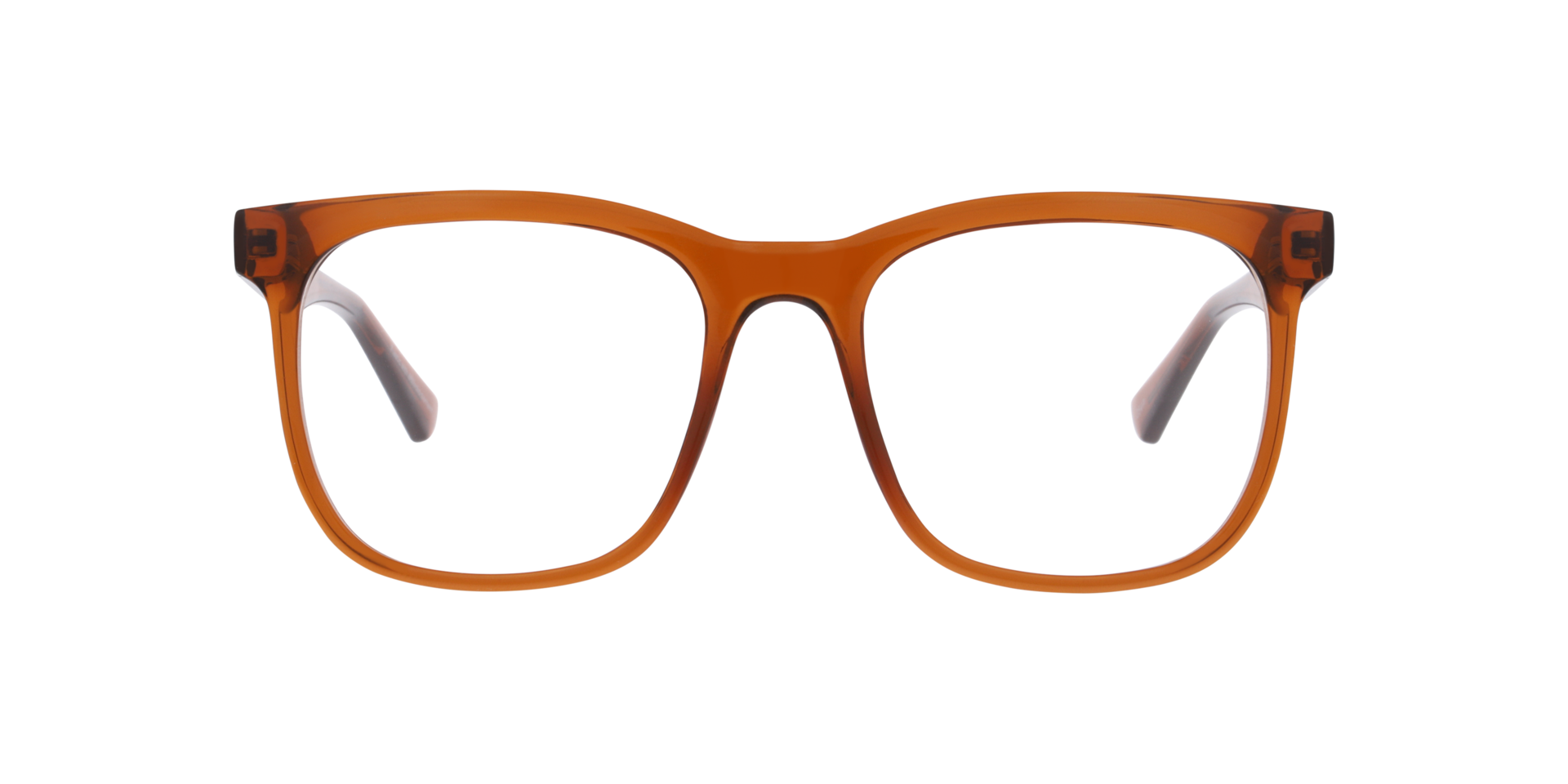 Marlowe Transparent Brown PlasticEyeglass Frames for Glasses Direct, Front View