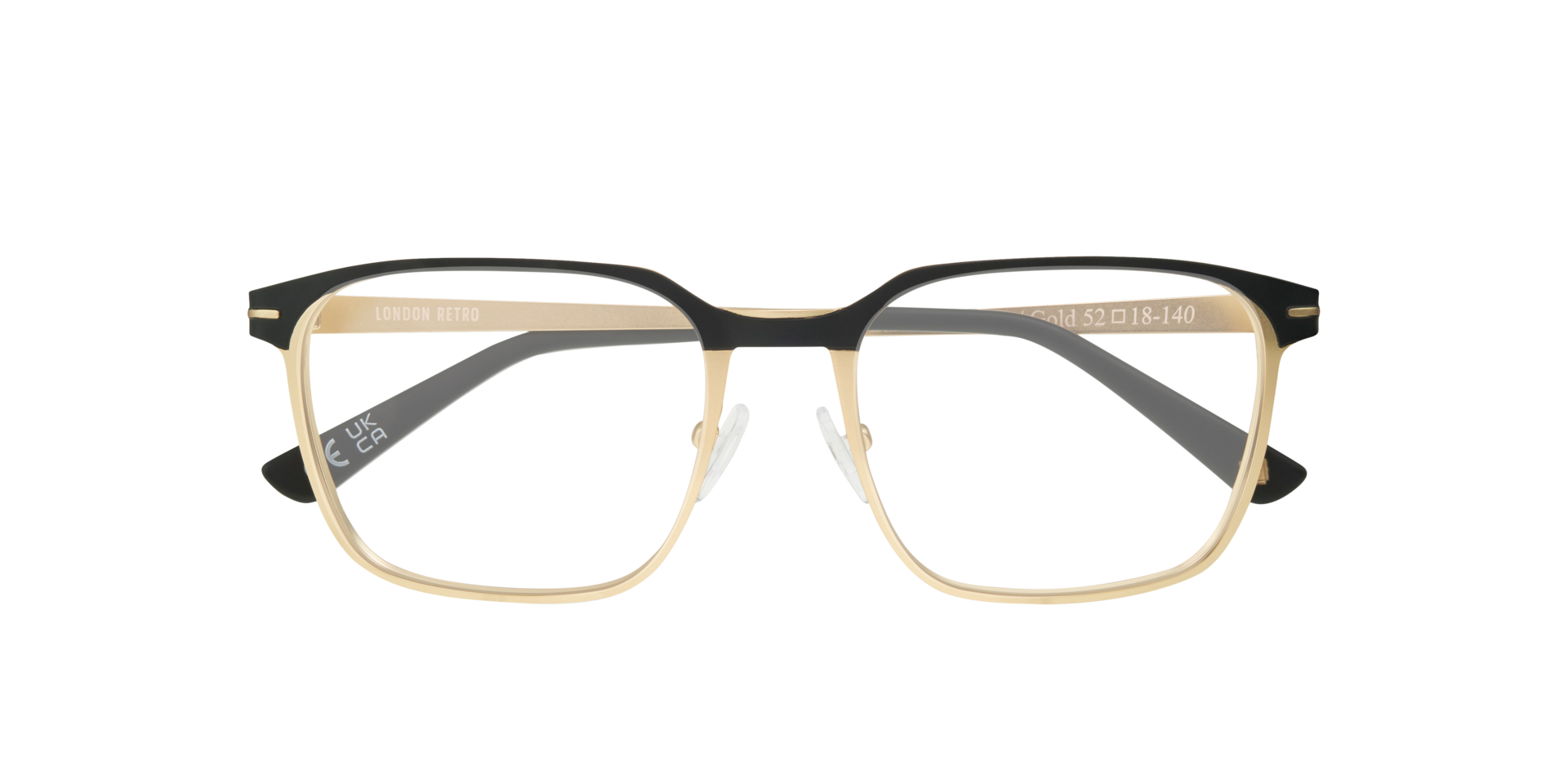 Lambeth Black & Gold MetalEyeglass Frames for Glasses Direct, Closed View