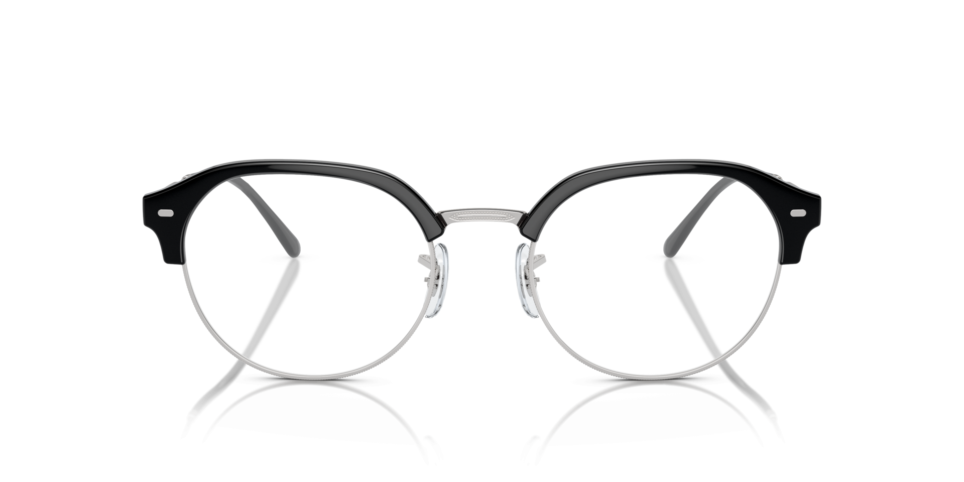 RB7229 Black On Silver PlasticEyeglass Frames for Glasses Direct, Front View
