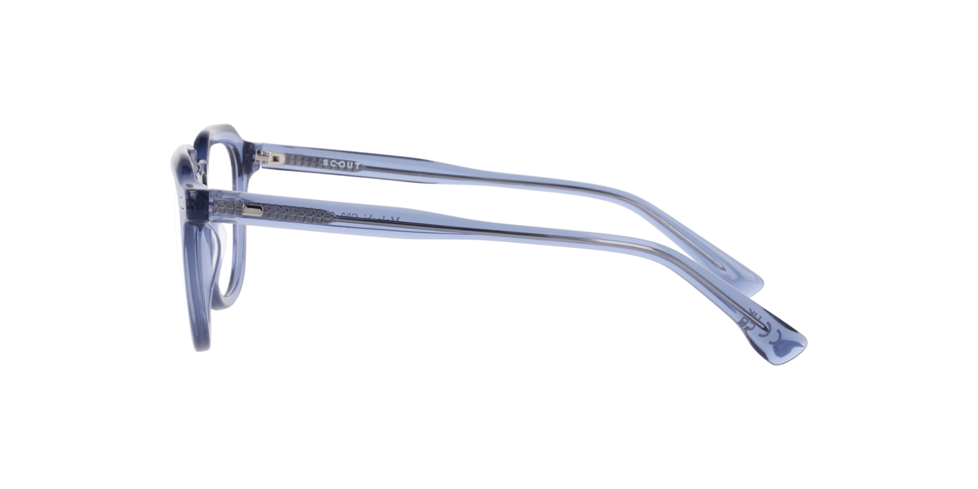 Malachi Crystal Blue AcetateEyeglass Frames for Glasses Direct, Side View