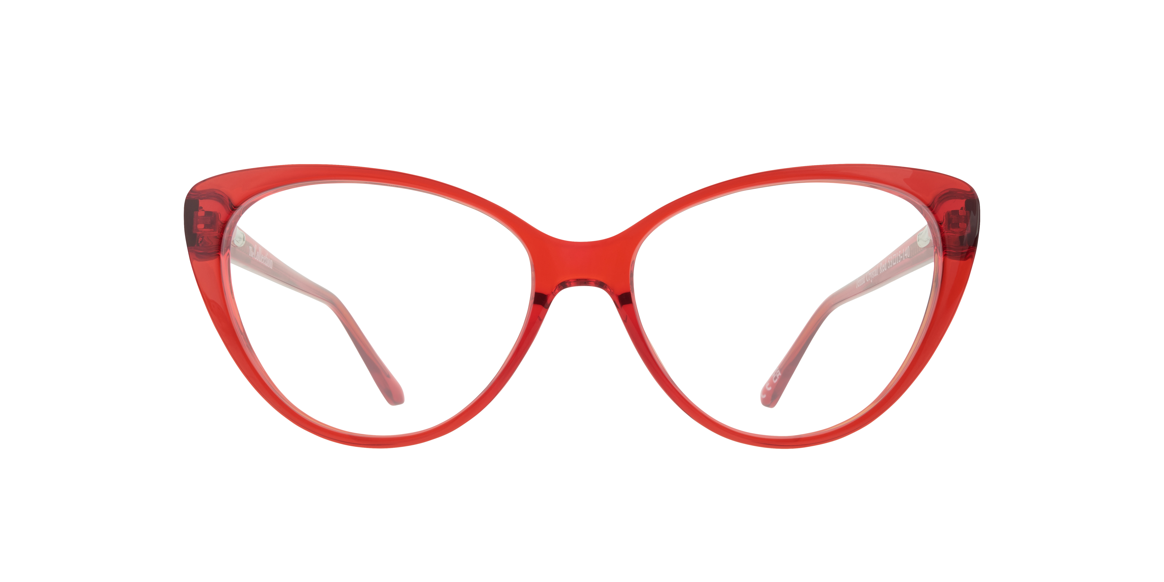 Jenna Crystal Red PlasticEyeglass Frames for Glasses Direct, Front View