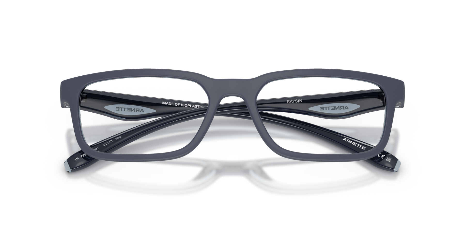 AN7283 Navy & Transparent Blue PlasticEyeglass Frames for Glasses Direct, Closed View