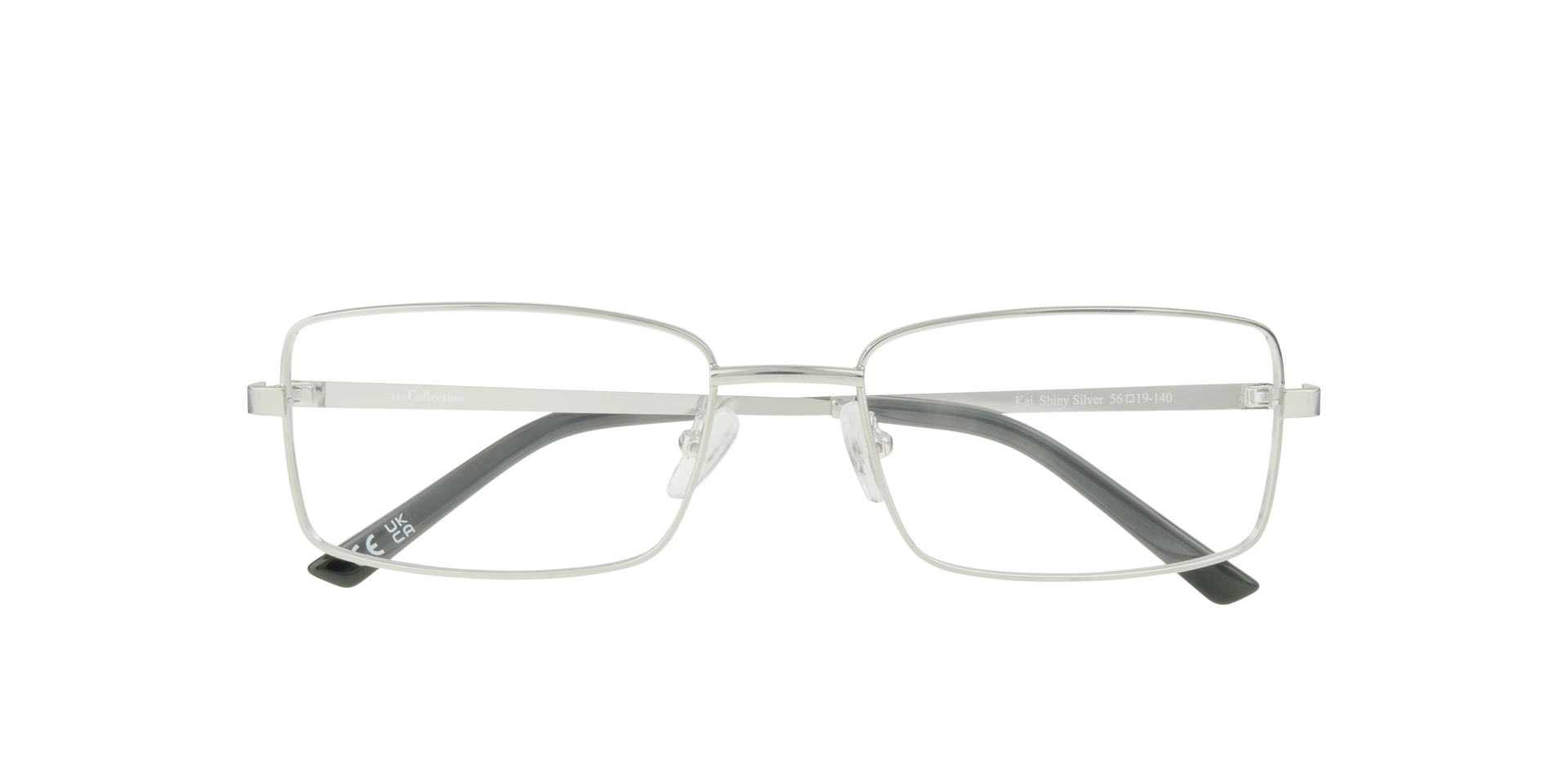 Kai Shiny Silver MetalEyeglass Frames for Glasses Direct, Closed View