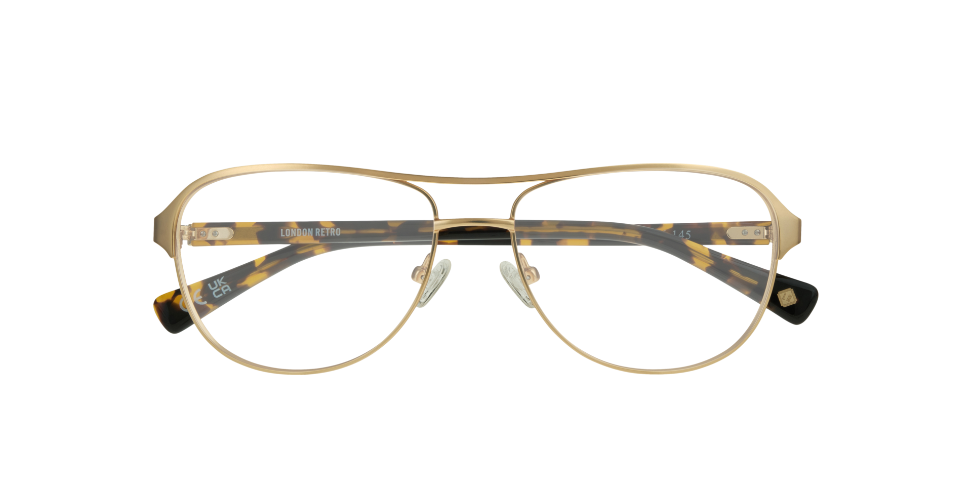Redford Satin Gold & Havana MetalEyeglass Frames for Glasses Direct, Closed View