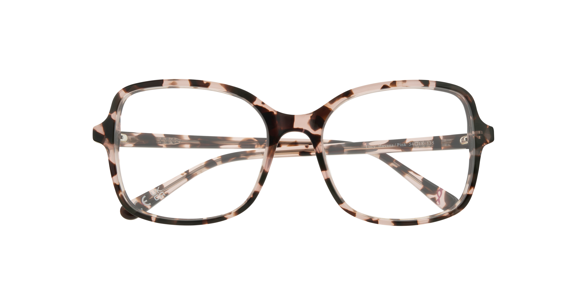 Lucy Havana & Pink AcetateEyeglass Frames for Glasses Direct, Closed View