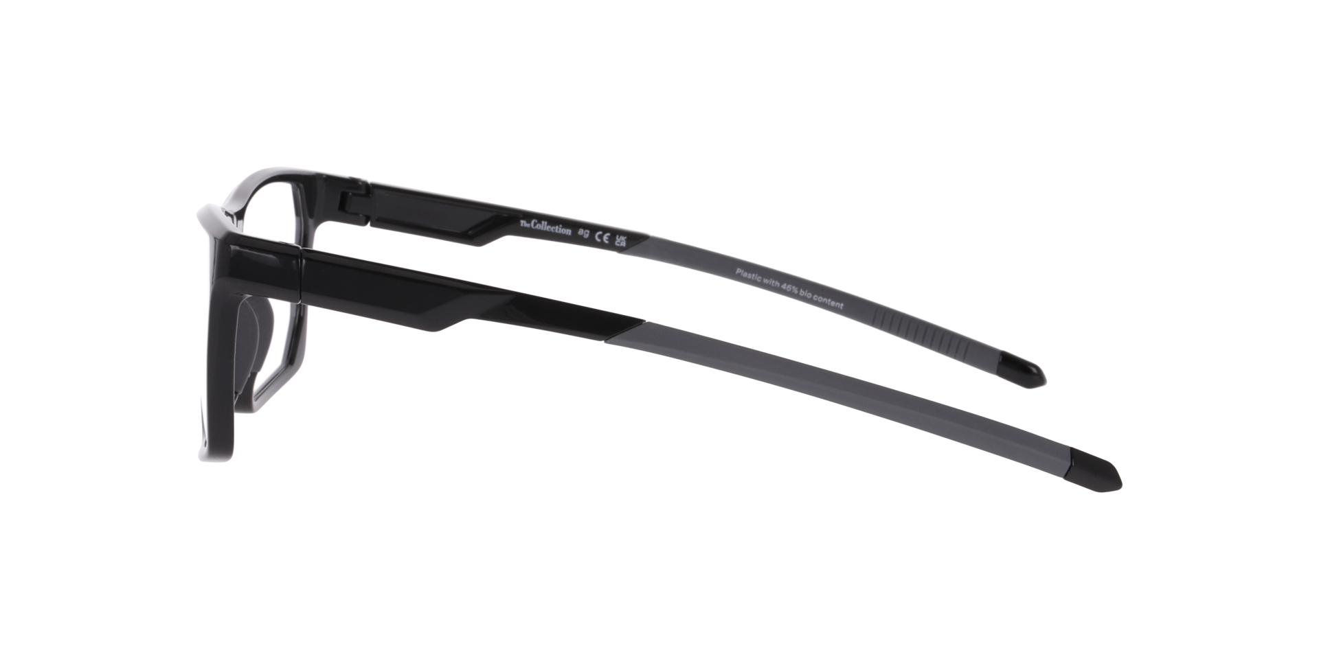 Nicolas Grey On Black PlasticEyeglass Frames for Glasses Direct, Side View