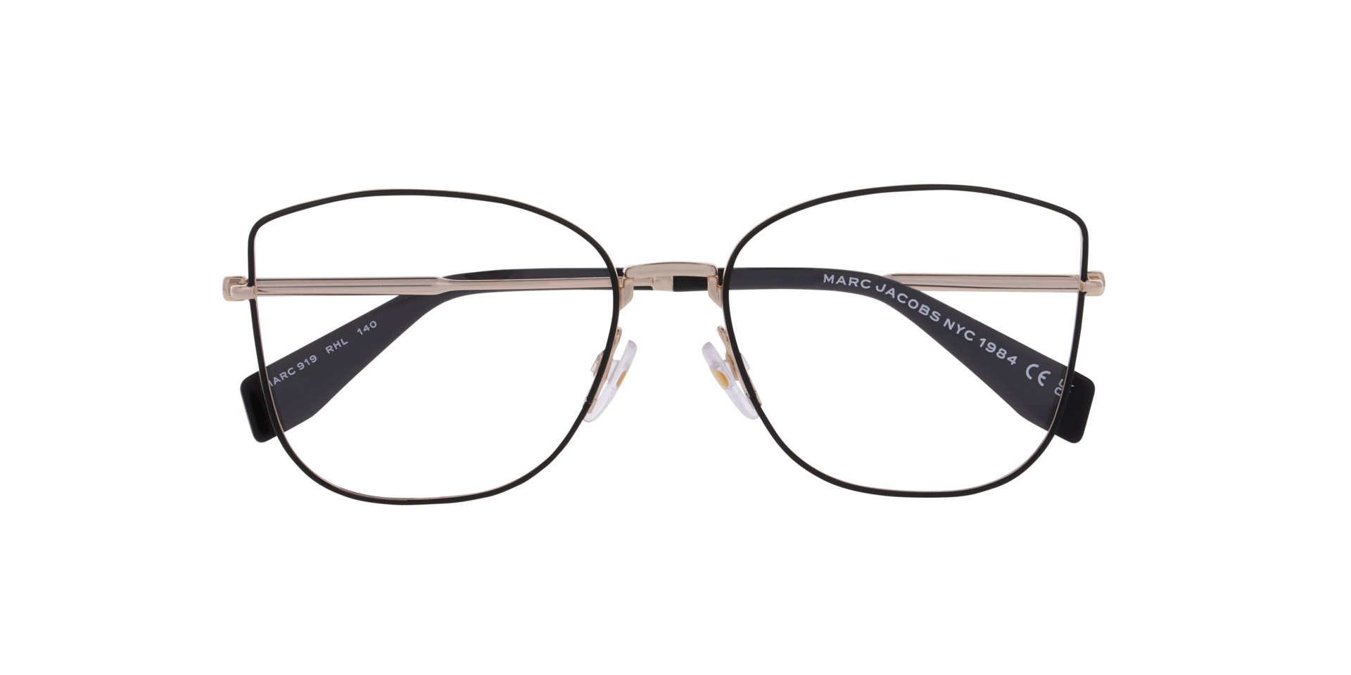 MARC 919 Black Gold MetalEyeglass Frames for Glasses Direct, Closed View