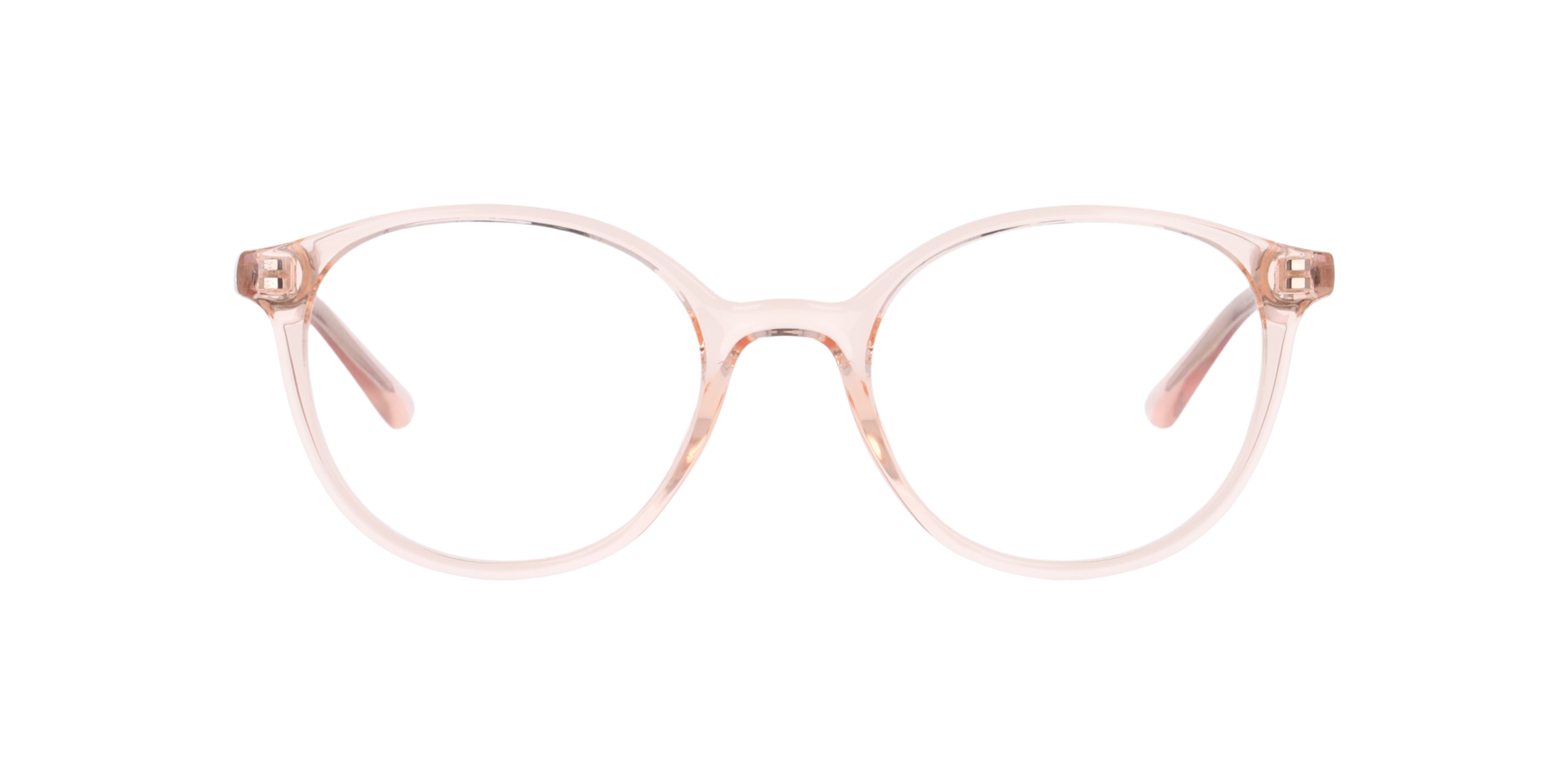 Nadia Transparent Pink PlasticEyeglass Frames for Glasses Direct, Front View