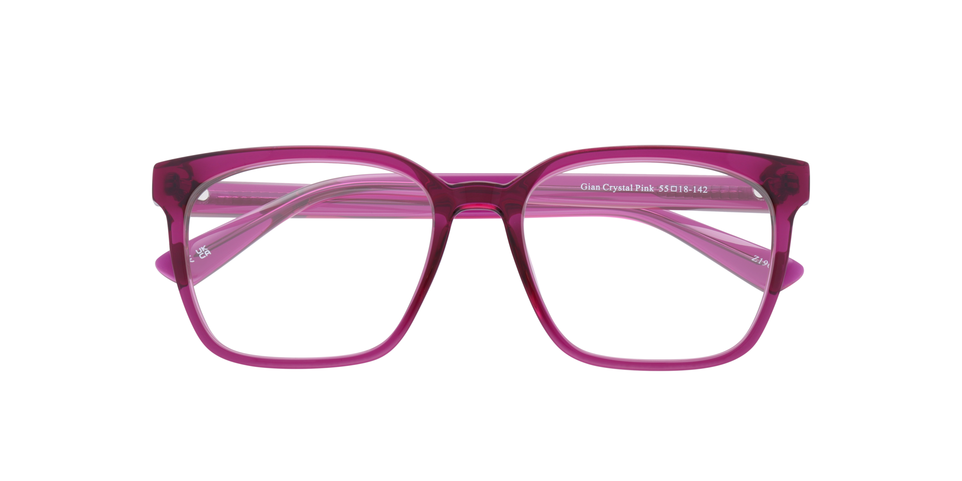 Gian Crystal Pink PlasticEyeglass Frames for Glasses Direct, Closed View