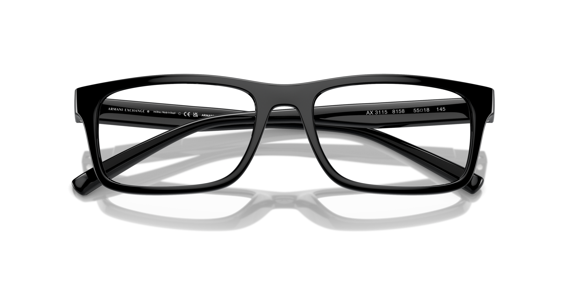 AX3115 Shiny Black PlasticEyeglass Frames for Glasses Direct, Closed View
