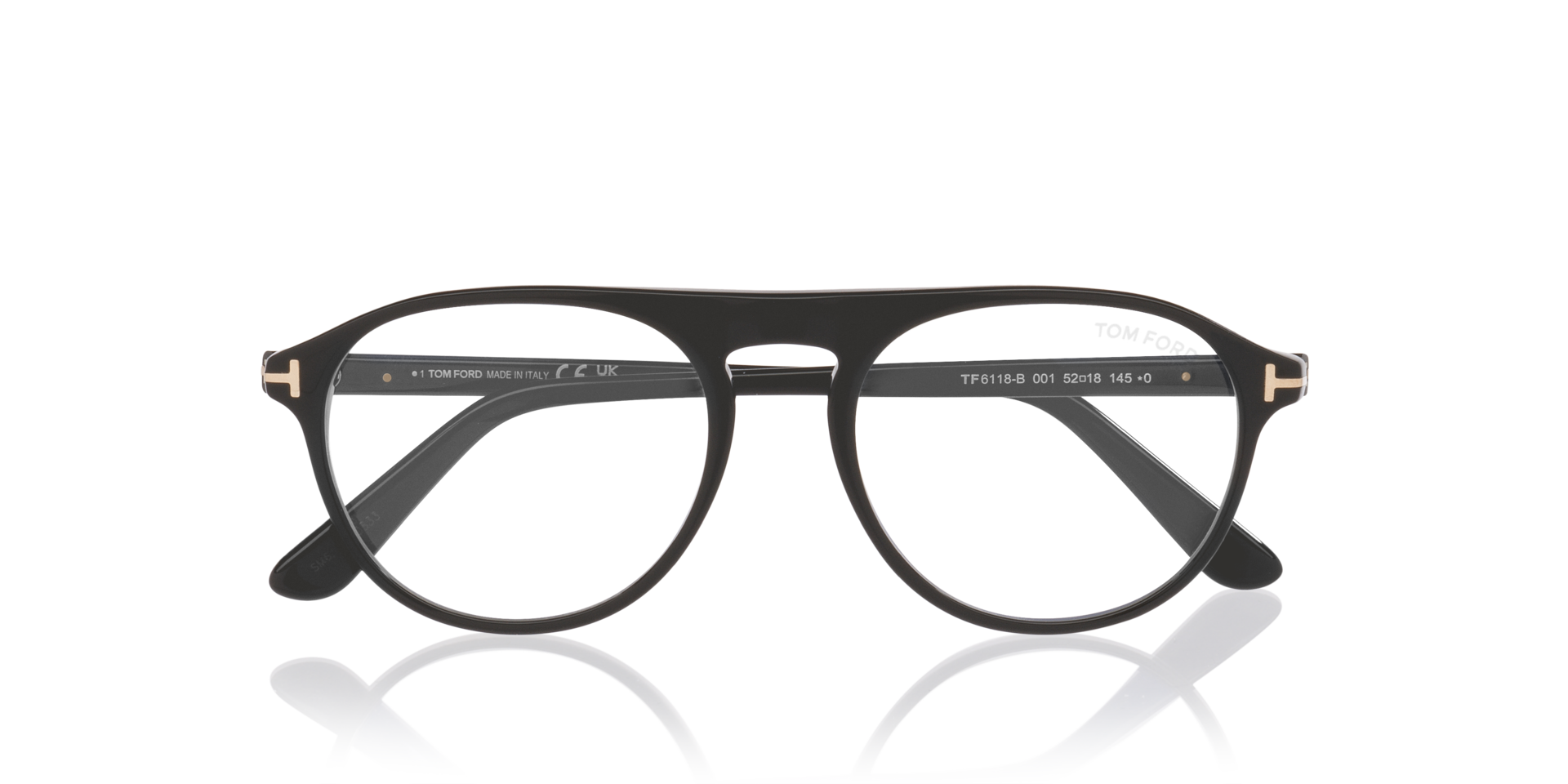 FT6118-B Black Shiny AcetateEyeglass Frames for Glasses Direct, Closed View