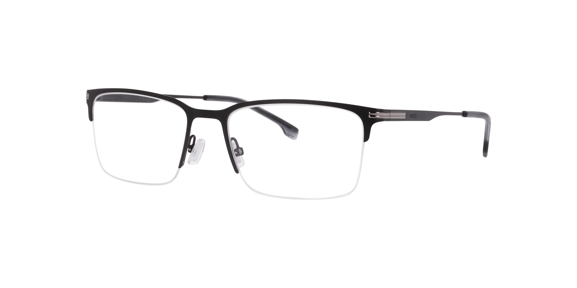 BOSS 1850 Black Matte MetalEyeglass Frames for Glasses Direct, Angle View
