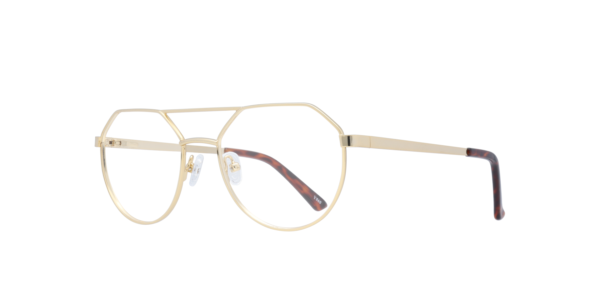 Daly Shiny Gold MetalEyeglass Frames for Glasses Direct, Angle View