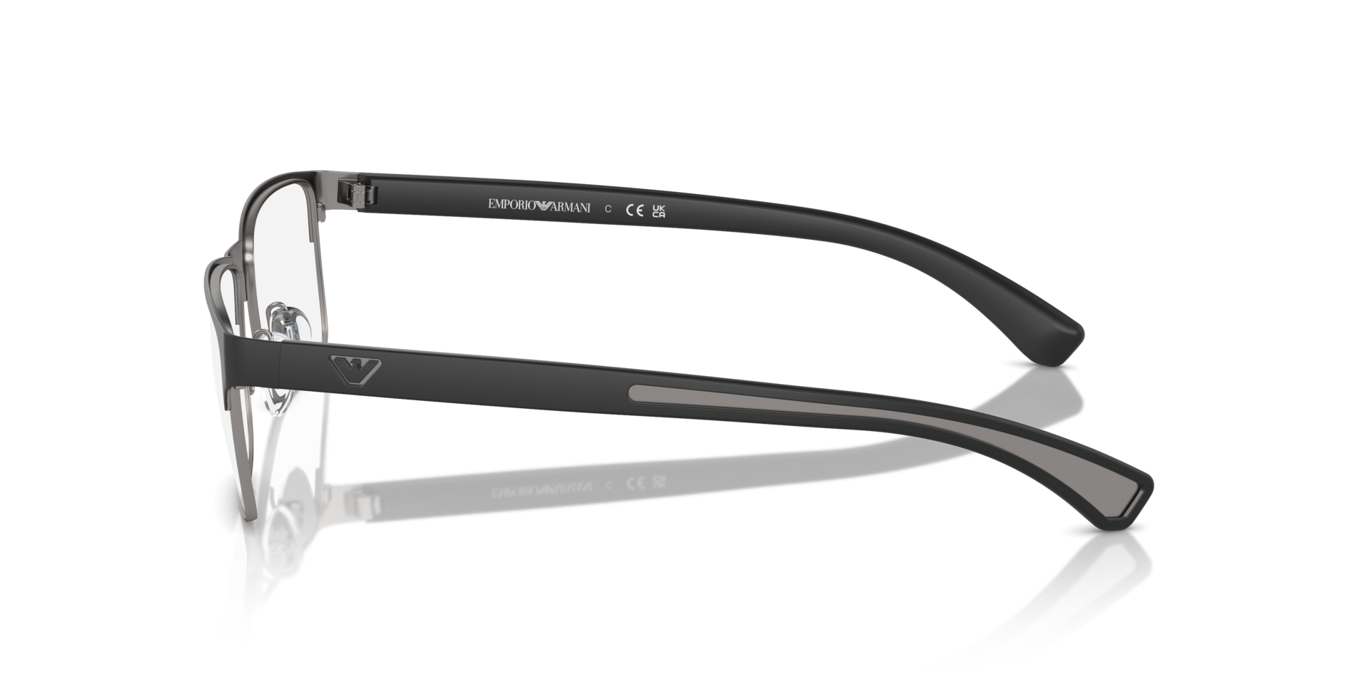 EA1052 Rubber Black & Gunmetal MetalEyeglass Frames for Glasses Direct, Side View