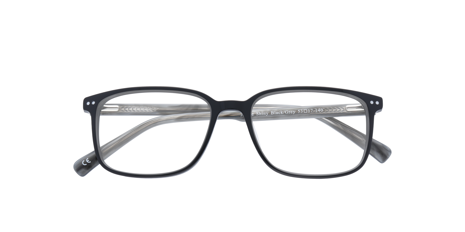 Andre Shiny Black & Grey AcetateEyeglass Frames for Glasses Direct, Closed View