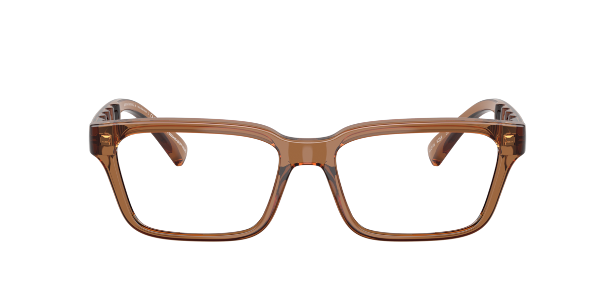 Armani Exchange Men's Shiny Transparent Brown Rectangle Plastic Eyeglasses Online - Full Rim - Ax3116