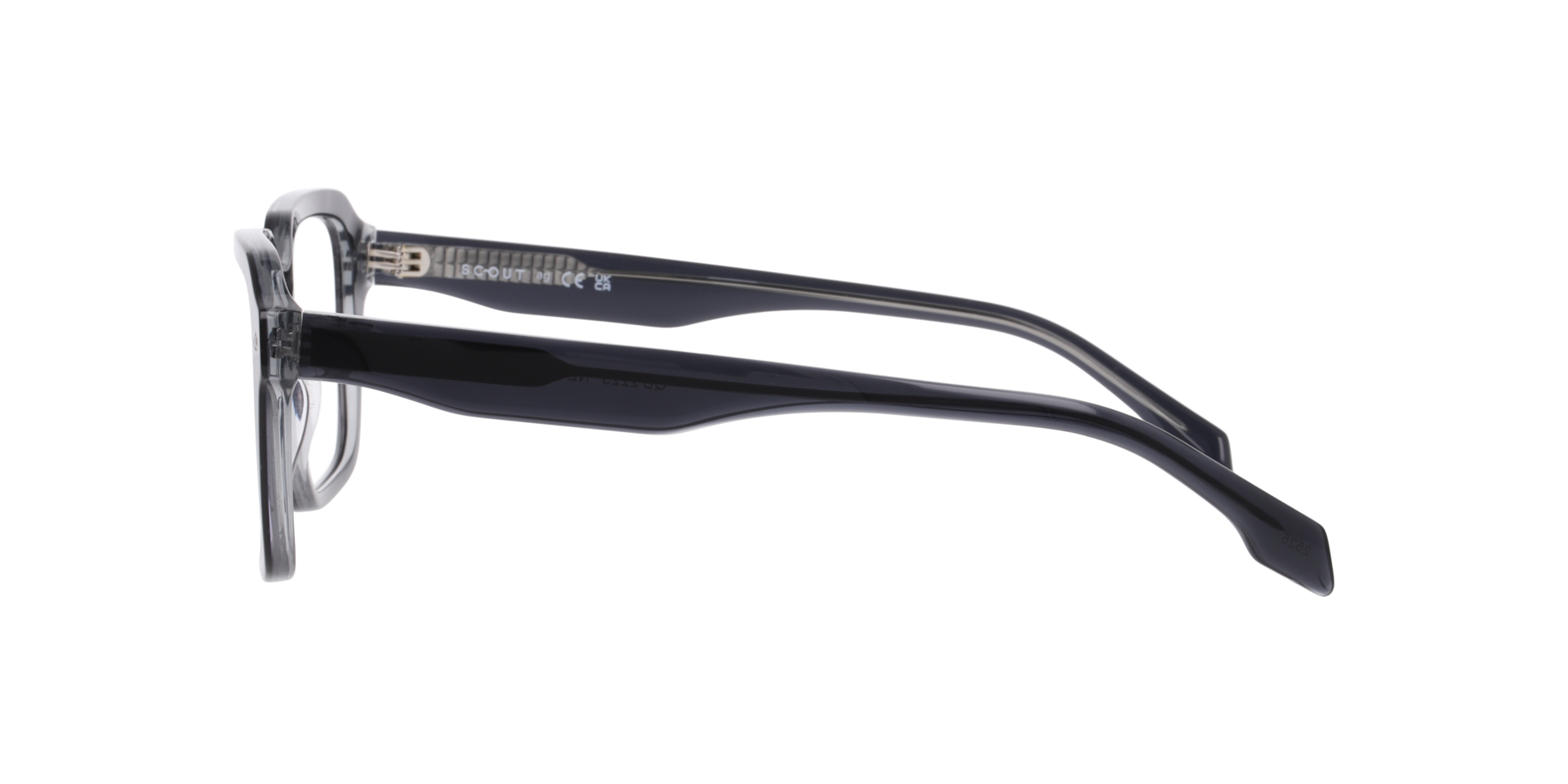 Neo Bilayer Black & Crystal Grey AcetateEyeglass Frames for Glasses Direct, Side View