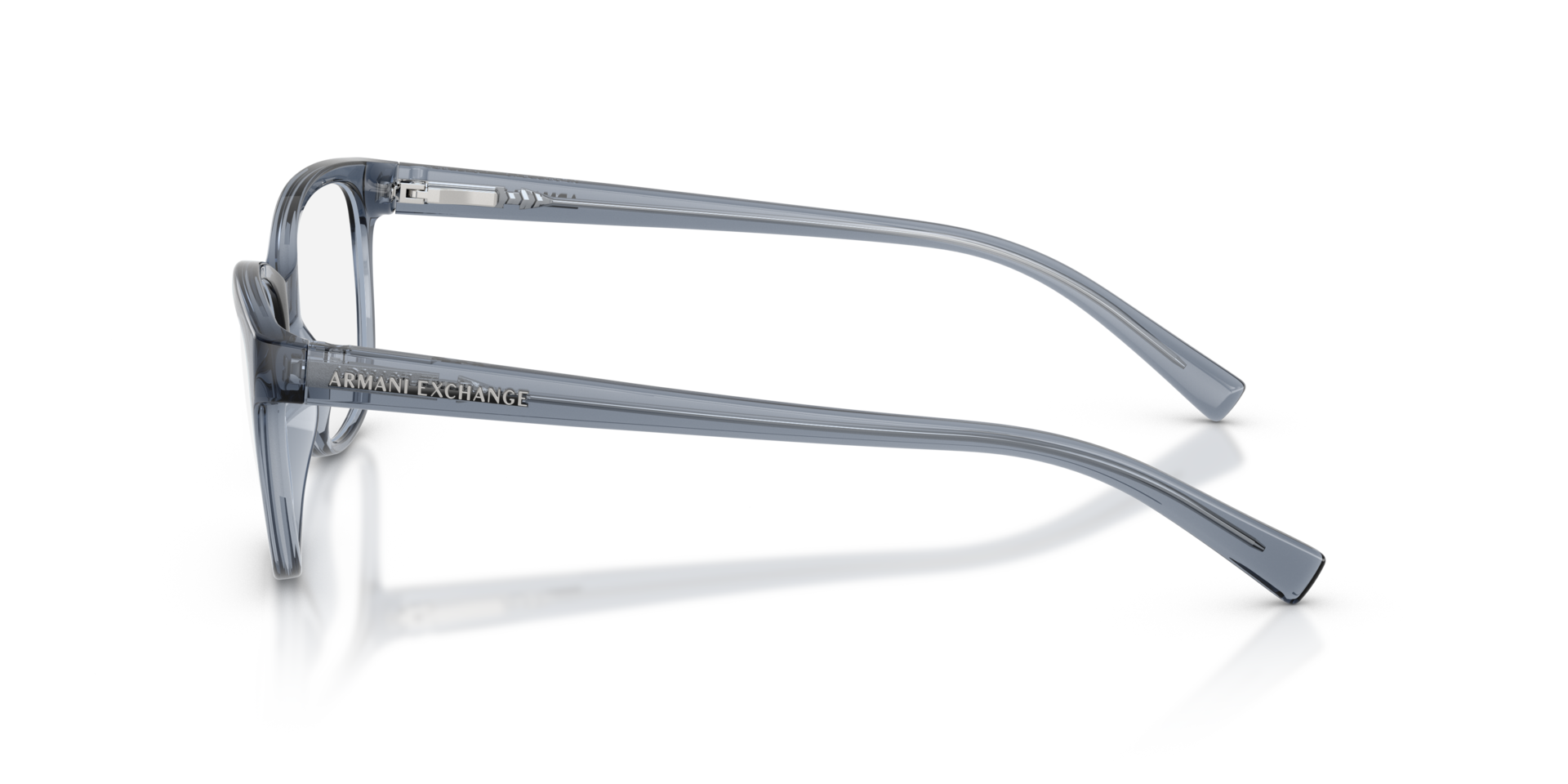 AX3037 Shiny Transparent Blue PlasticEyeglass Frames for Glasses Direct, Side View