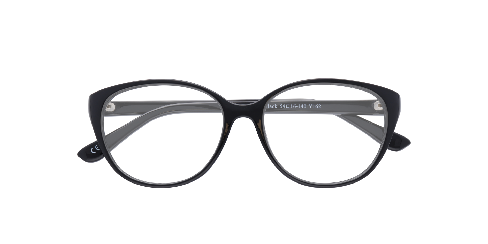 Dawn Shiny Black PlasticEyeglass Frames for Glasses Direct, Closed View