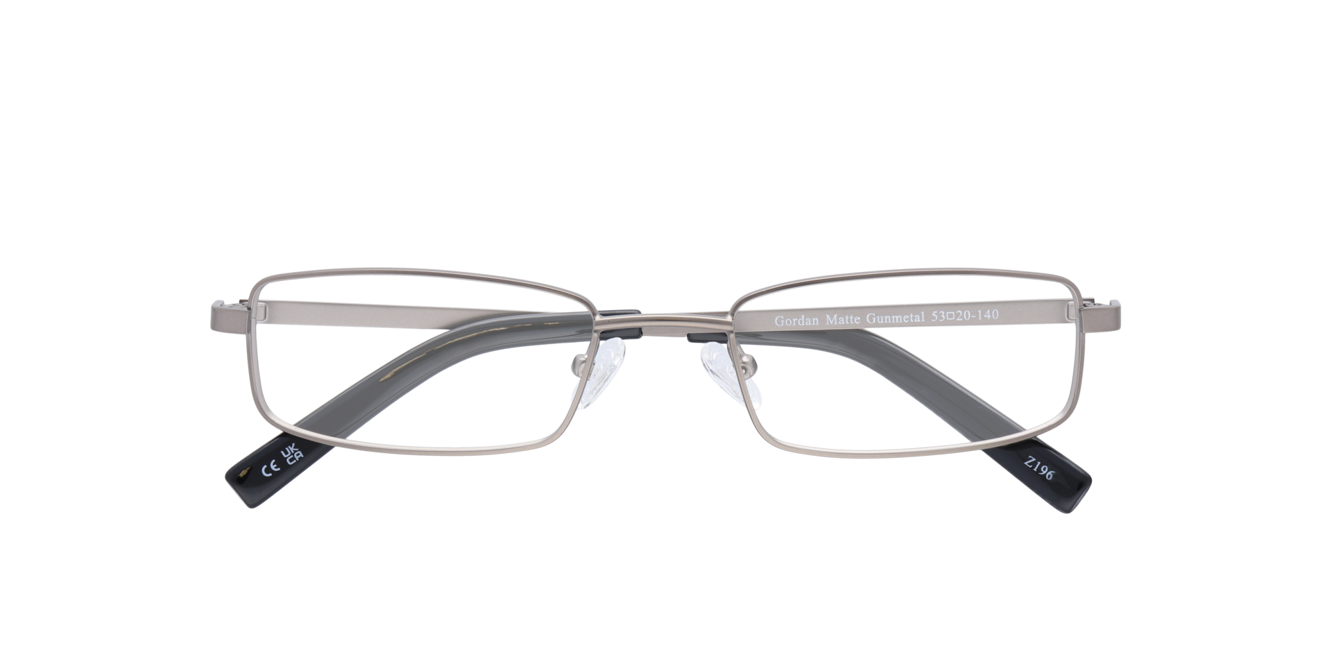 Gordan Matte Gunmetal MetalEyeglass Frames for Glasses Direct, Closed View