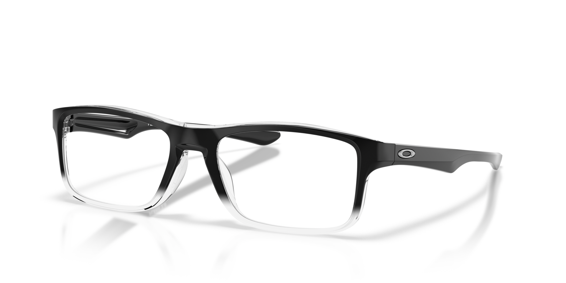 Plank 2.0 Polished Black Clear Fade PlasticEyeglass Frames for Glasses Direct, Angle View