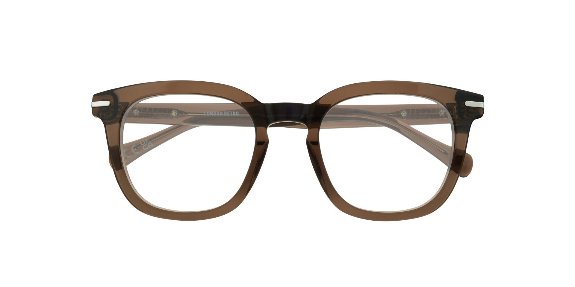 Kew Translucent Brown AcetateEyeglass Frames for Glasses Direct, Closed View