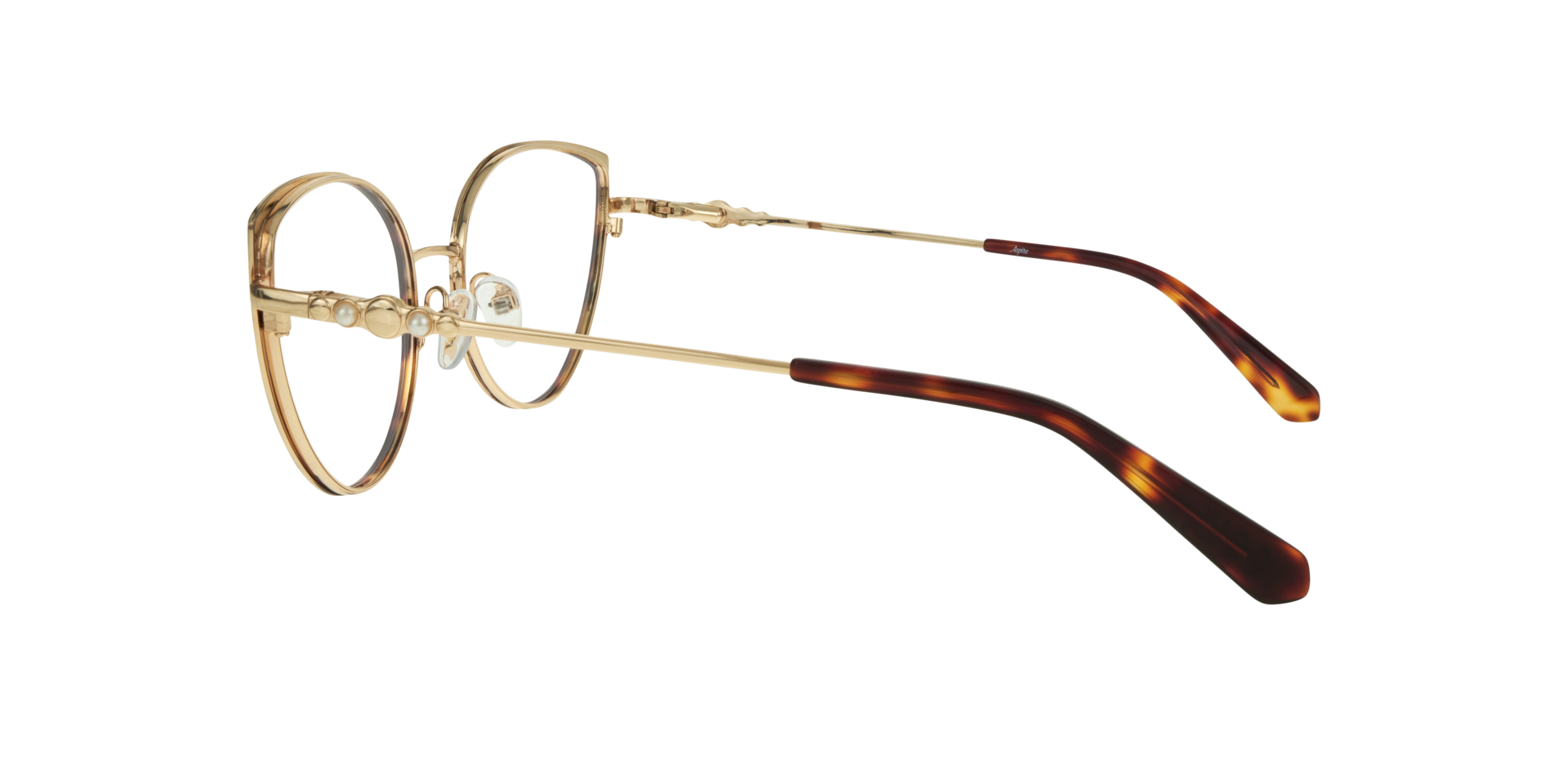 Kamila Shiny Gold & Havana MetalEyeglass Frames for Glasses Direct, Side View