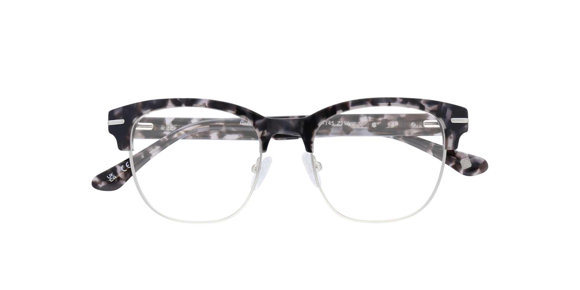 Greenford Grey Havana MetalEyeglass Frames for Glasses Direct, Closed View