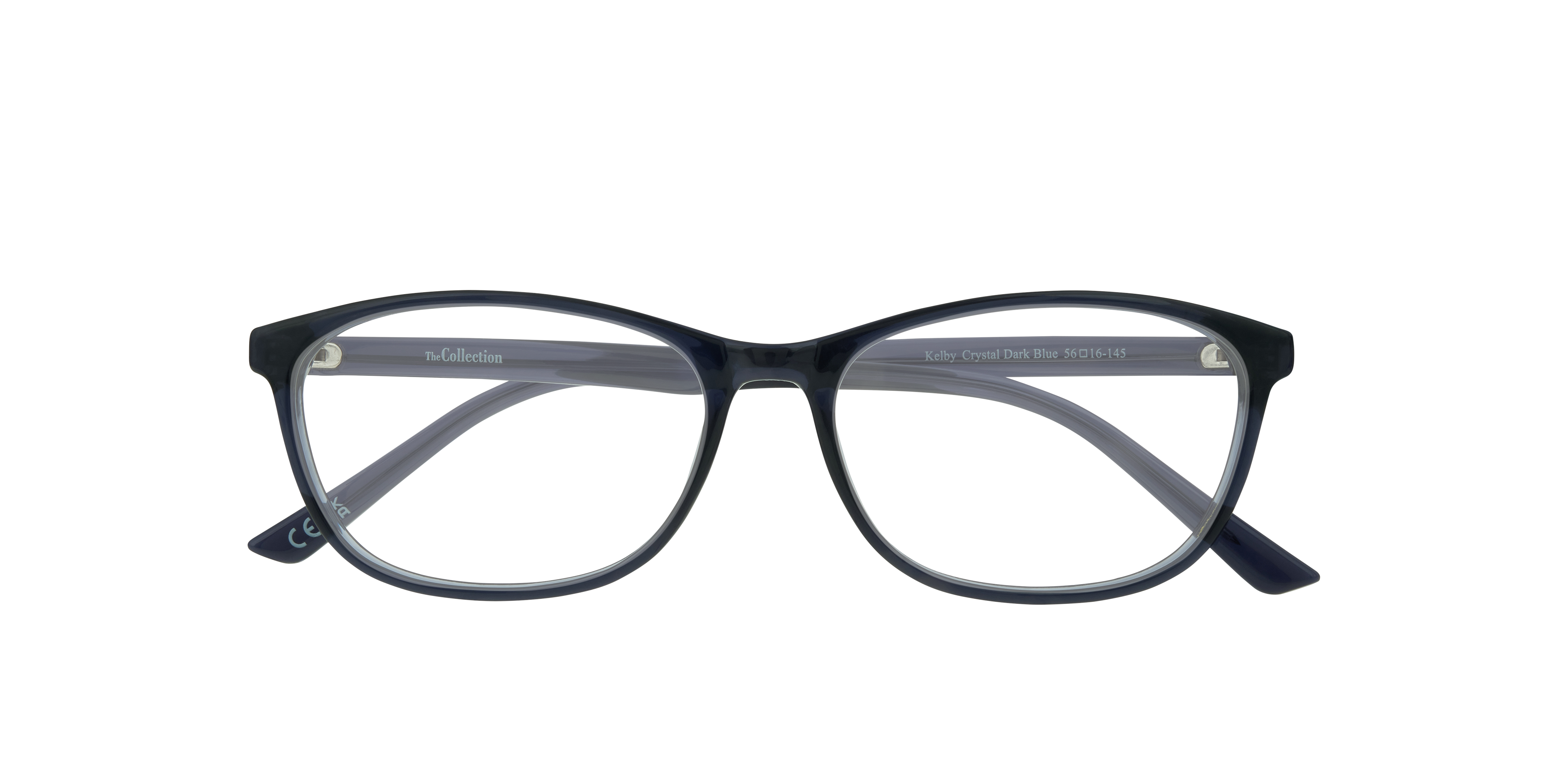 Kelby Crystal Dark Blue PlasticEyeglass Frames for Glasses Direct, Closed View